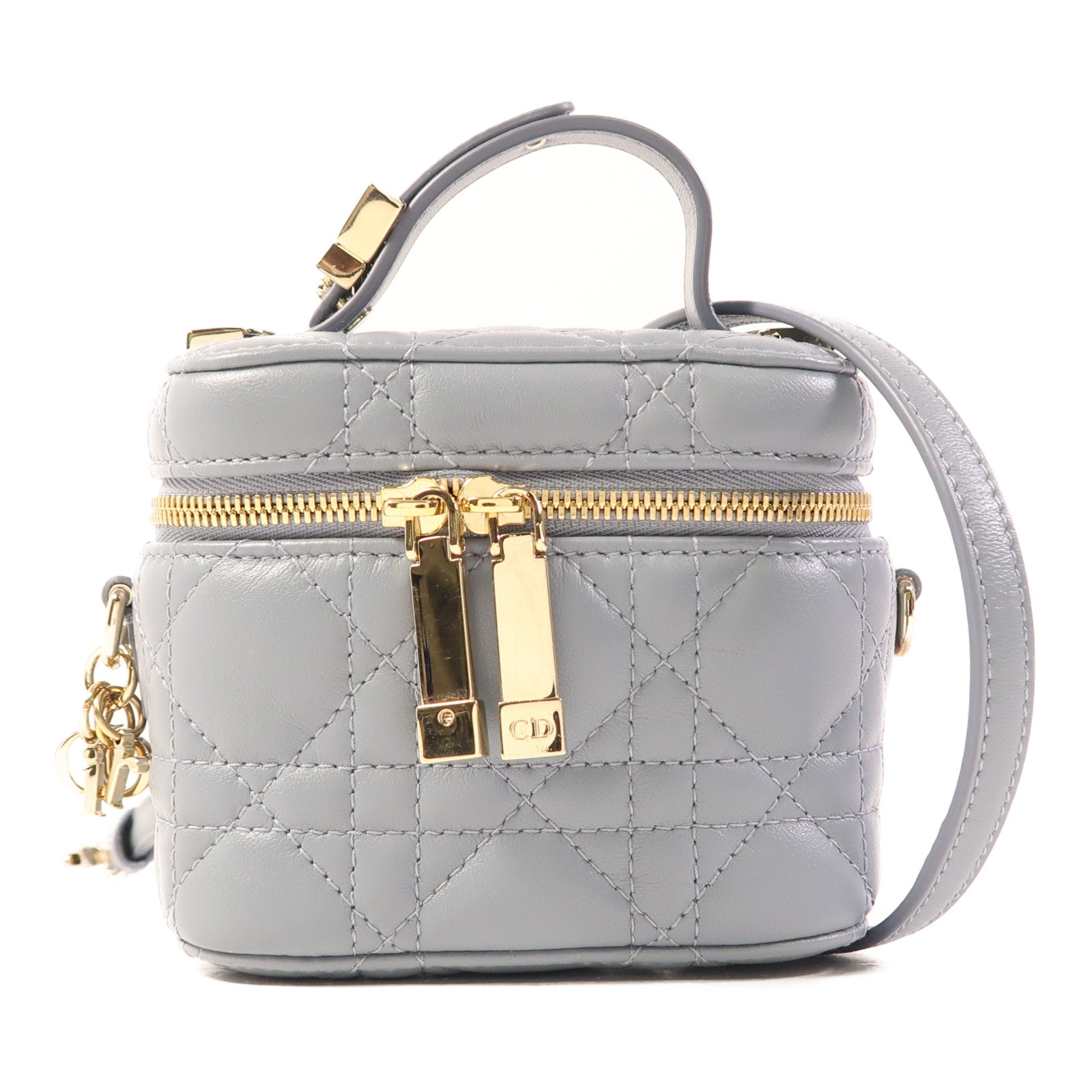 Dior 羊皮皮革Cannage Vanity金扣手挽肩背兩用袋