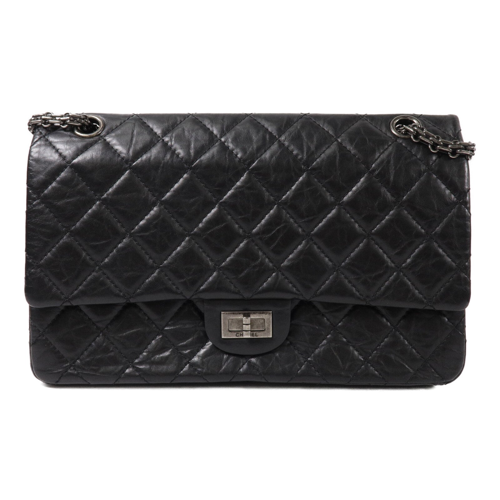 CHANEL 牛皮皮革2.55 Medium鏈帶肩背袋