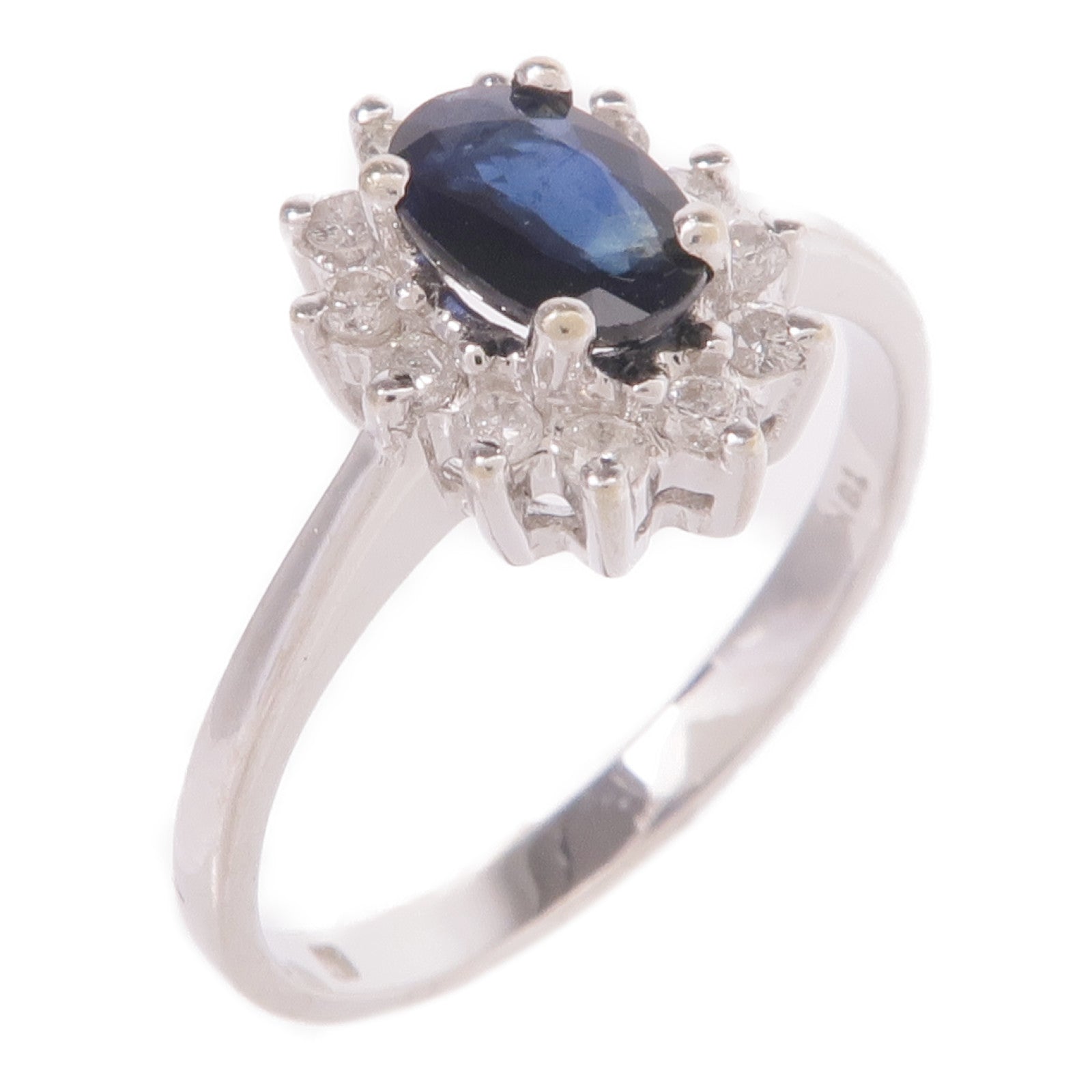 JEWELRY 18K白金Sapphire Diamond Ring藍寶石/鑽石戒指US#5.5