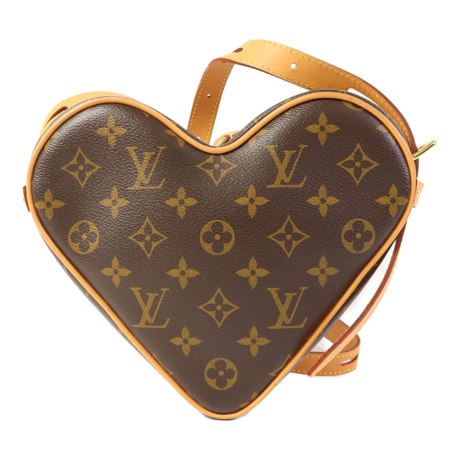 LOUIS VUITTON Monogram Game On Coeur金扣肩背袋棕色