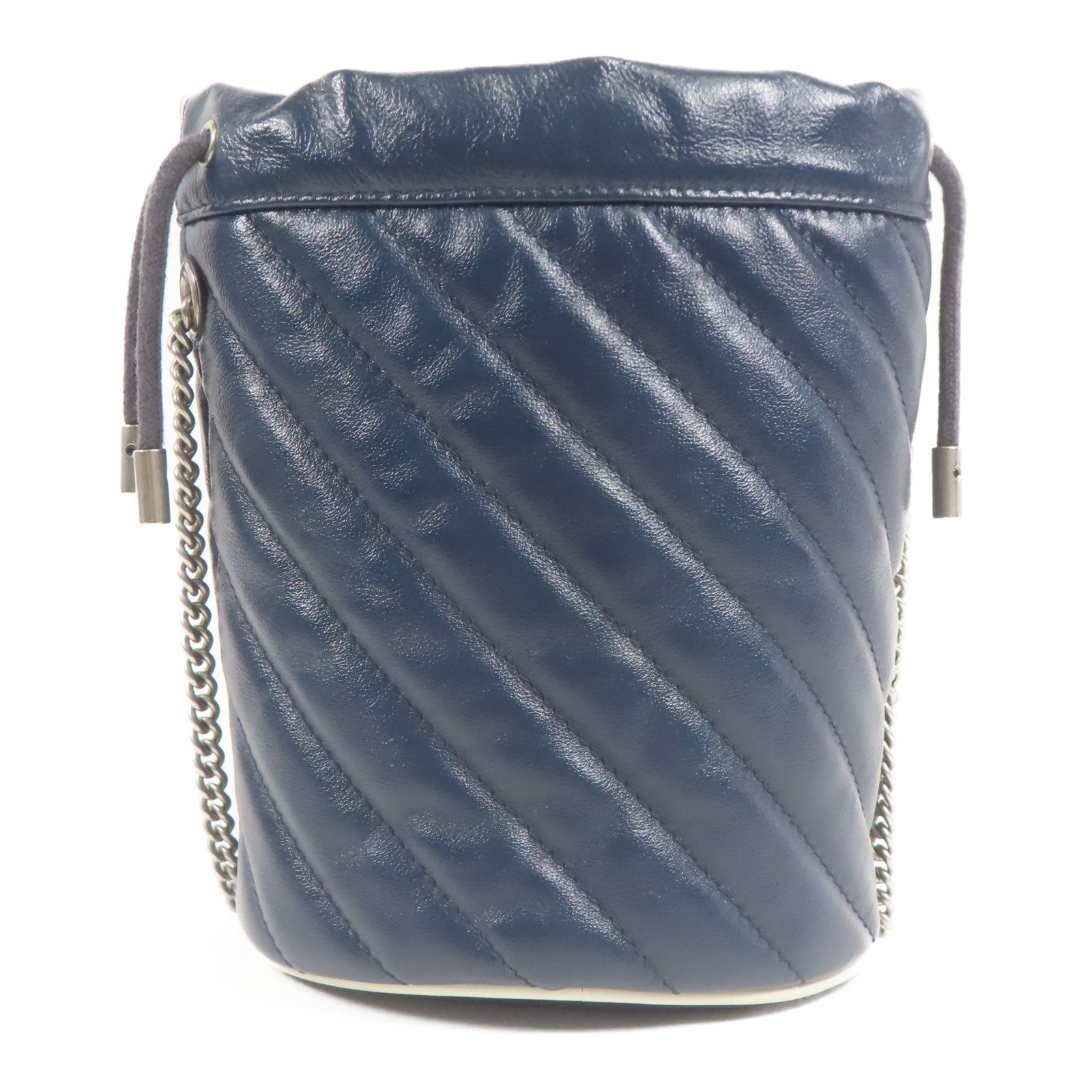 GUCCI 牛皮皮革GG Marmont Bucket銀扣鏈帶肩背袋