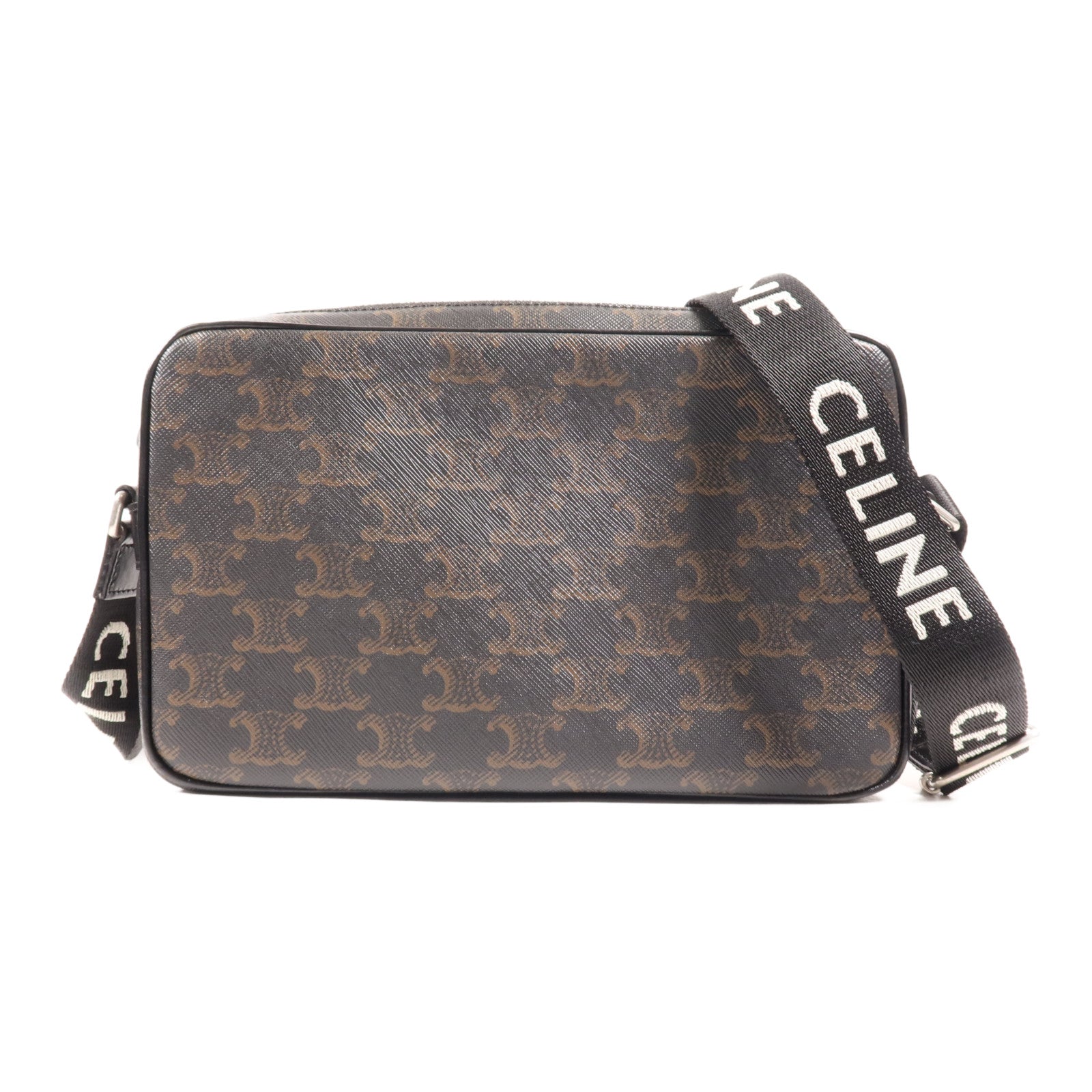 CELINE 塗層帆布Shoulder Bag銀扣肩背袋