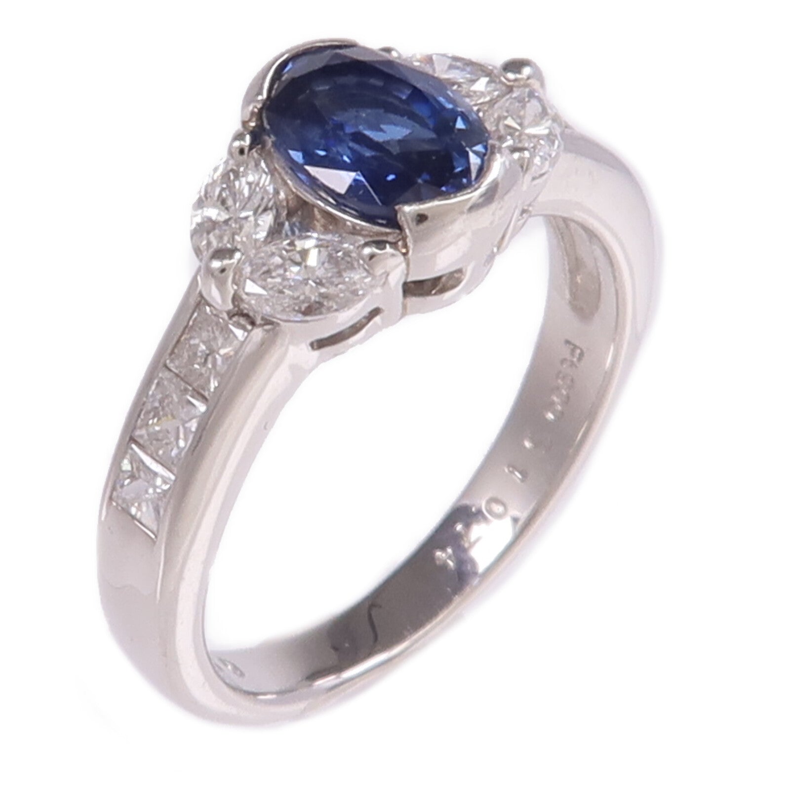JEWELRY PT900鉑金Sapphire Diamond Ring藍寶石/鑽石戒指US#6.25
