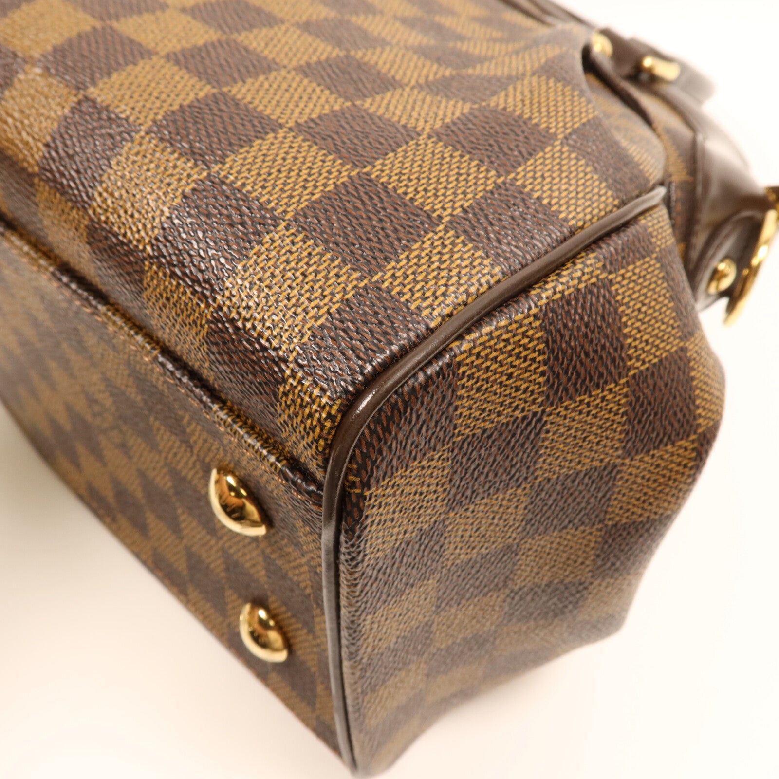 LOUIS VUITTON Damier Trevi PM金扣手挽肩背兩用袋棕色