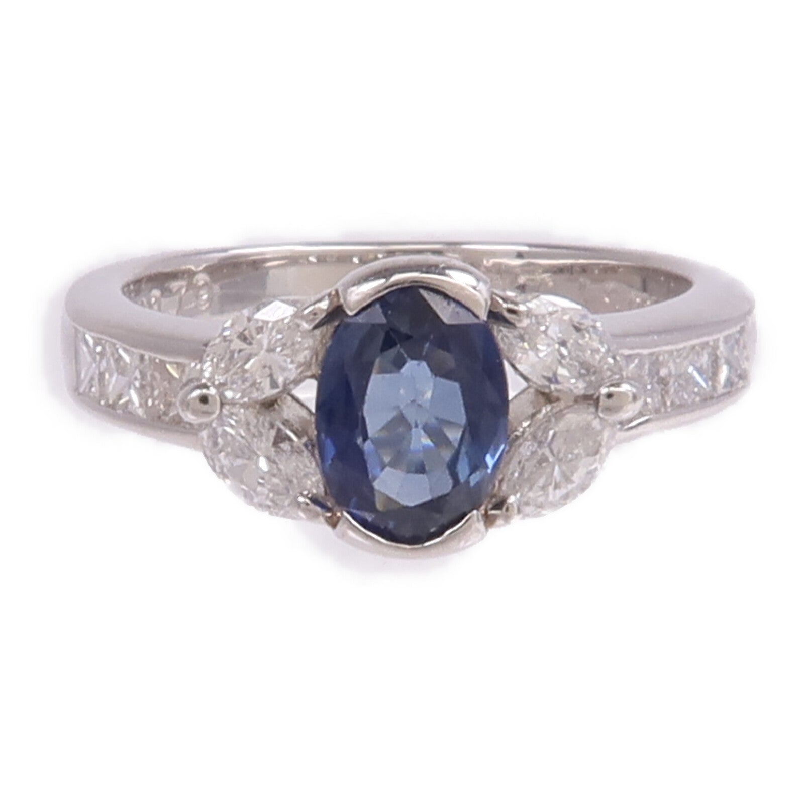 JEWELRY PT900鉑金Sapphire Diamond Ring藍寶石/鑽石戒指US#6.25