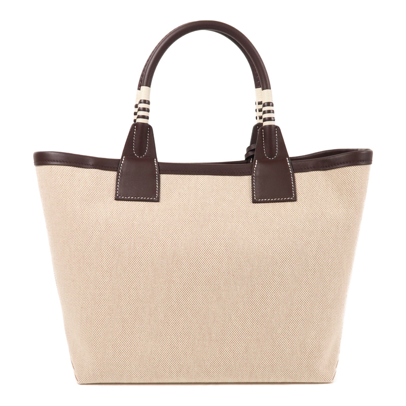 HERMES Toile H帆布/Swift皮革Steeple 25手挽袋Ecru/Rouge Sellier