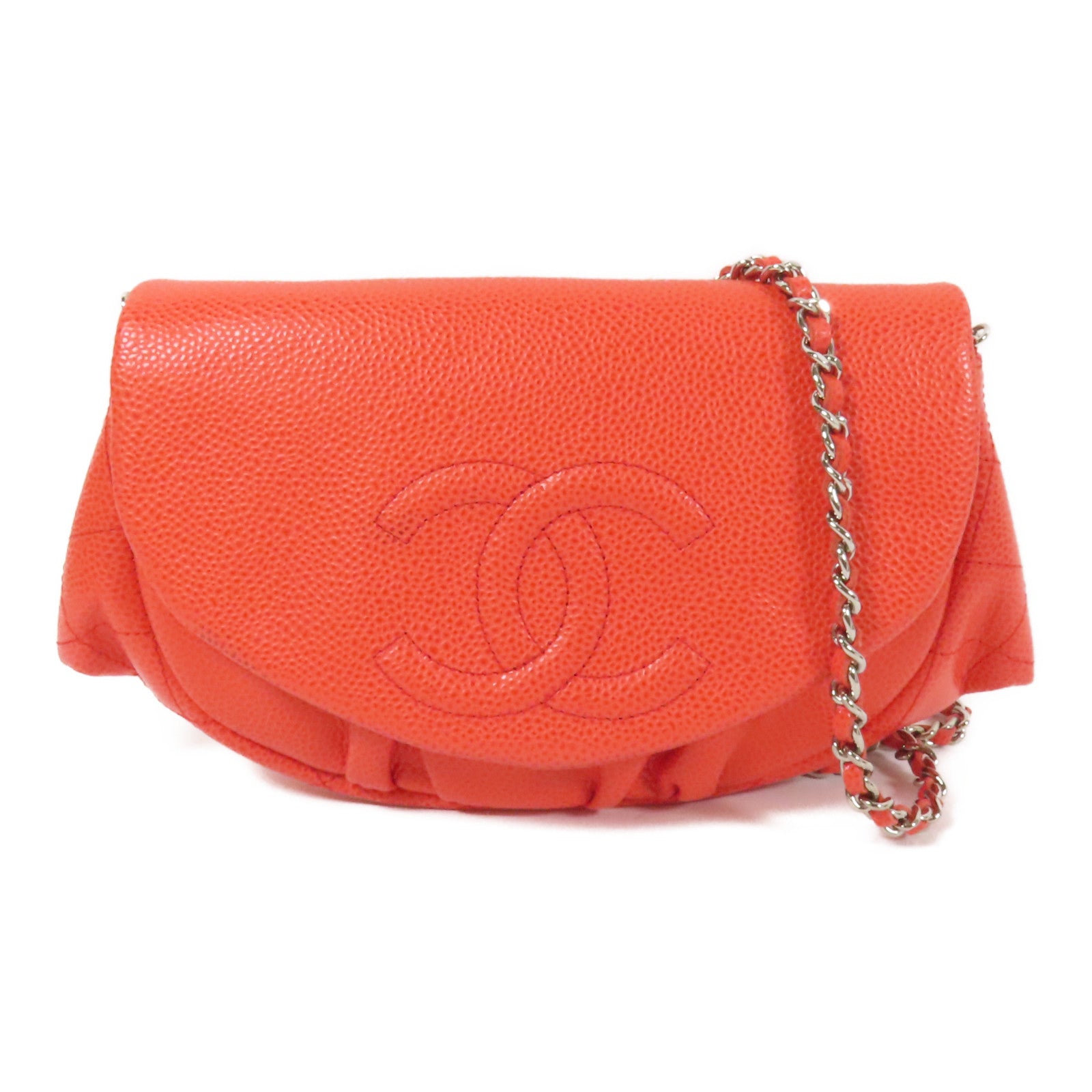 CHANEL 牛皮皮革Chain Wallet銀扣肩背袋