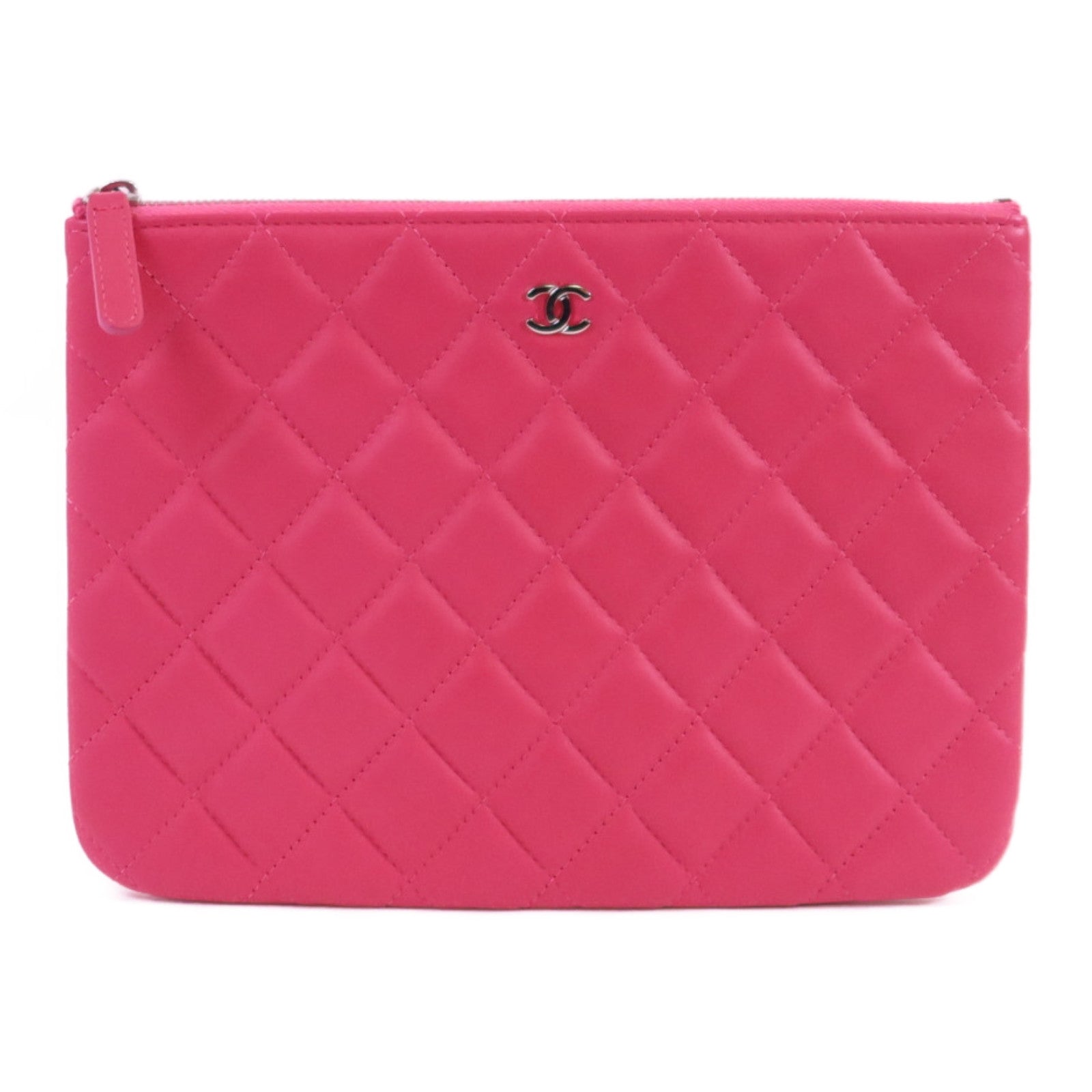 CHANEL 羊皮皮革Clutch Bag銀扣手拿包