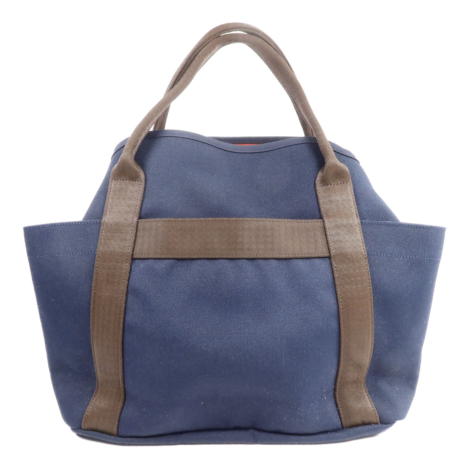HERMES 帆布Grooming Bag銀扣手挽肩背兩用袋Blue