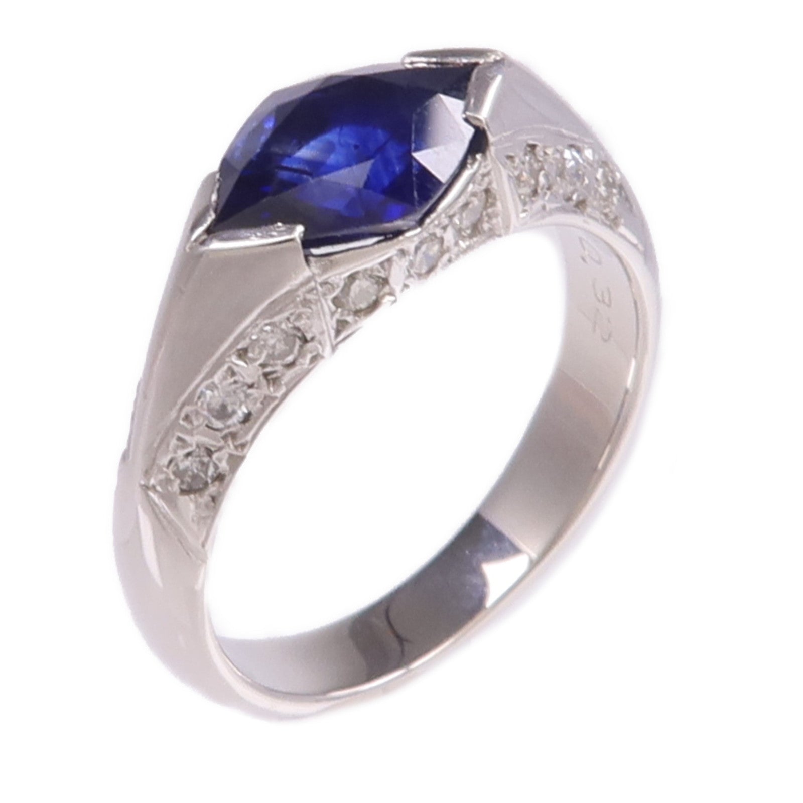 JEWELRY PT850鉑金Sapphire Diamond Ring藍寶石/鑽石戒指US#6.25