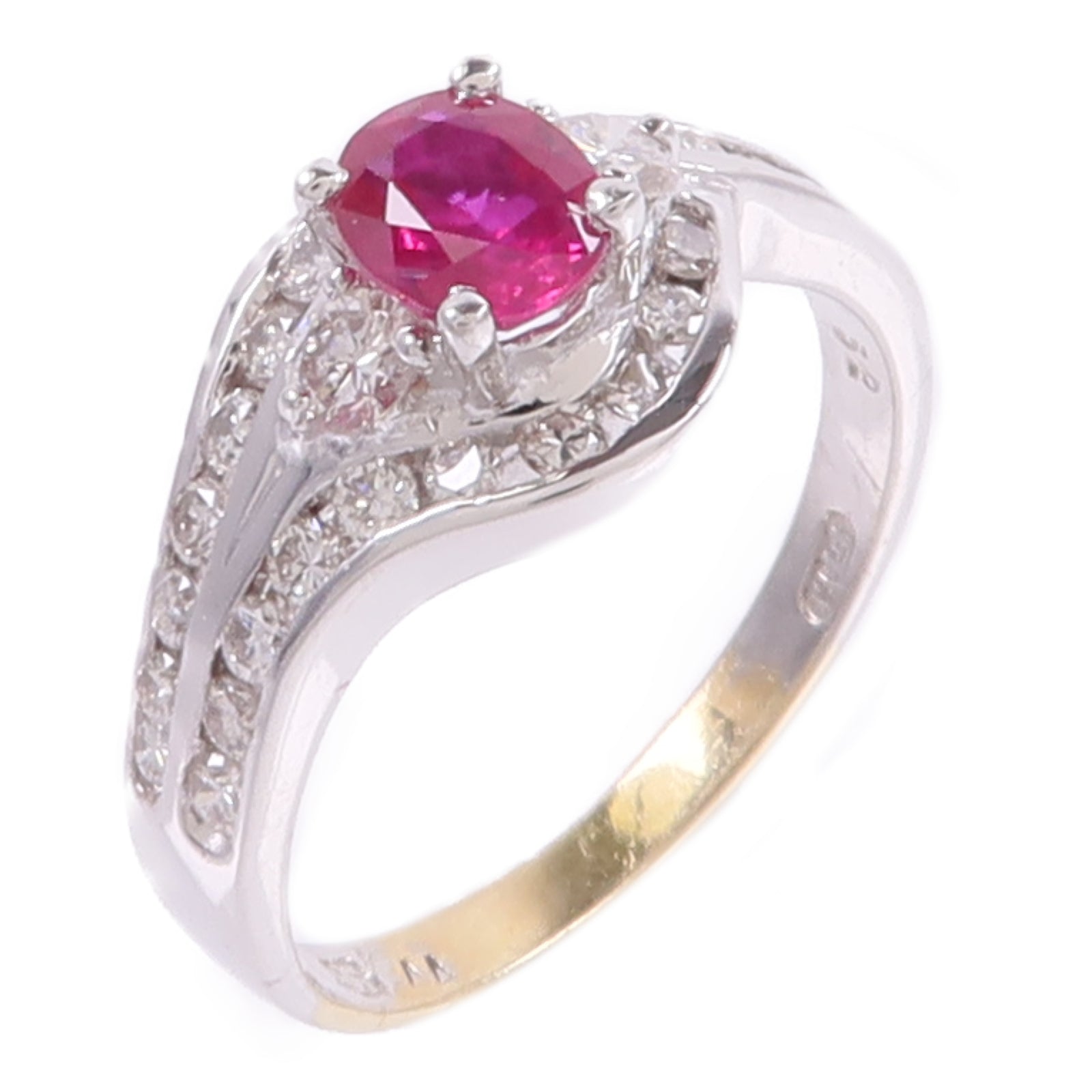JEWELRY 18K白金Ruby Diamond Ring紅寶石/鑽石戒指