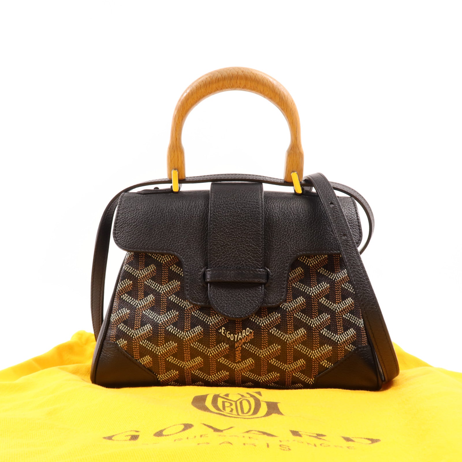 GOYARD 塗層帆布/牛皮皮革Saigon Mini銀扣手挽肩背兩用袋