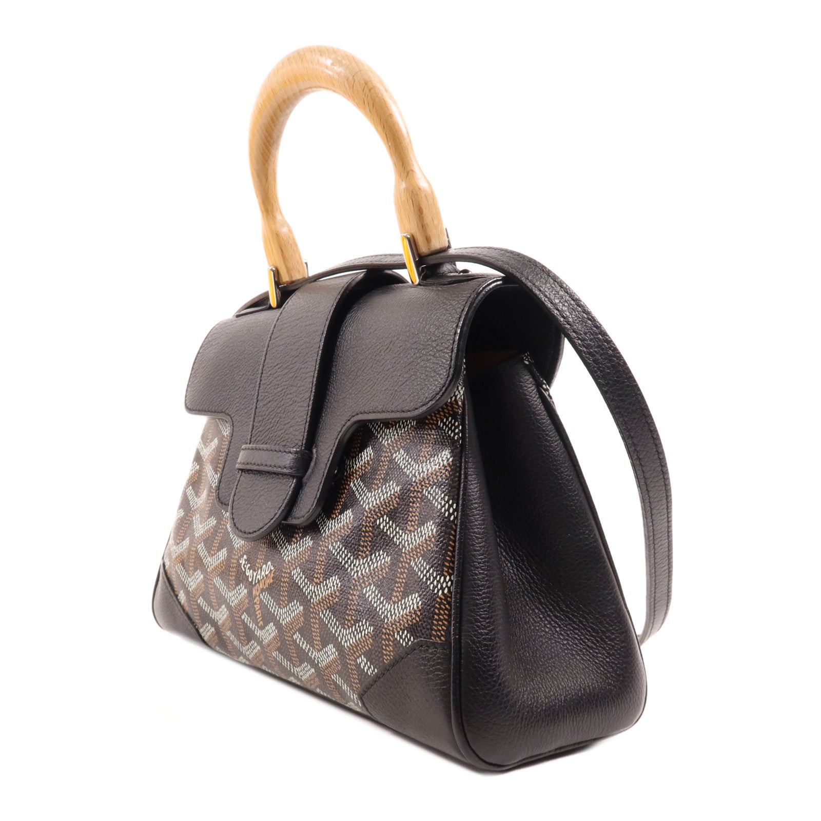 GOYARD 塗層帆布/牛皮皮革Saigon Mini銀扣手挽肩背兩用袋