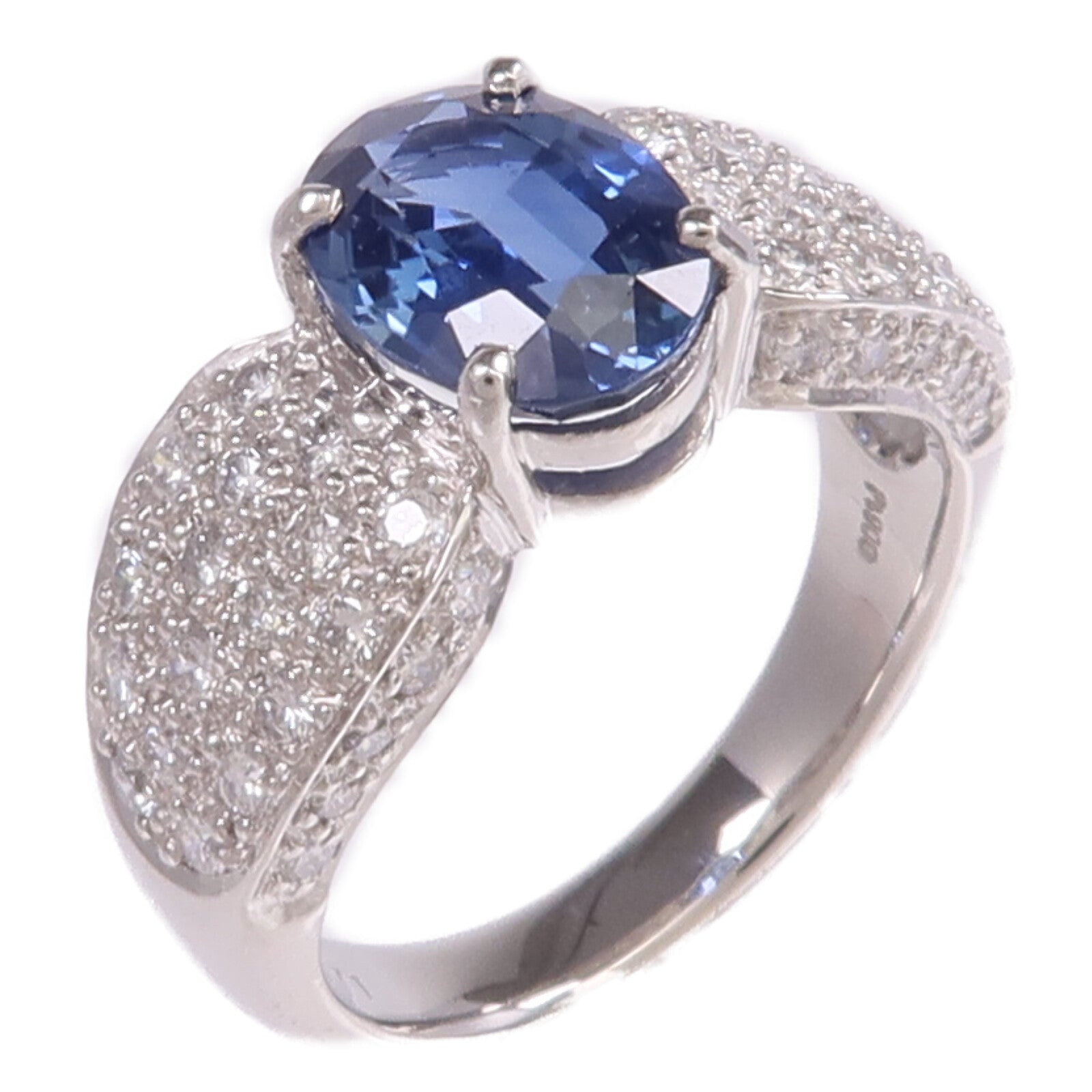 JEWELRY PT900鉑金Sapphire Diamond Ring藍寶石/鑽石戒指US#6.25
