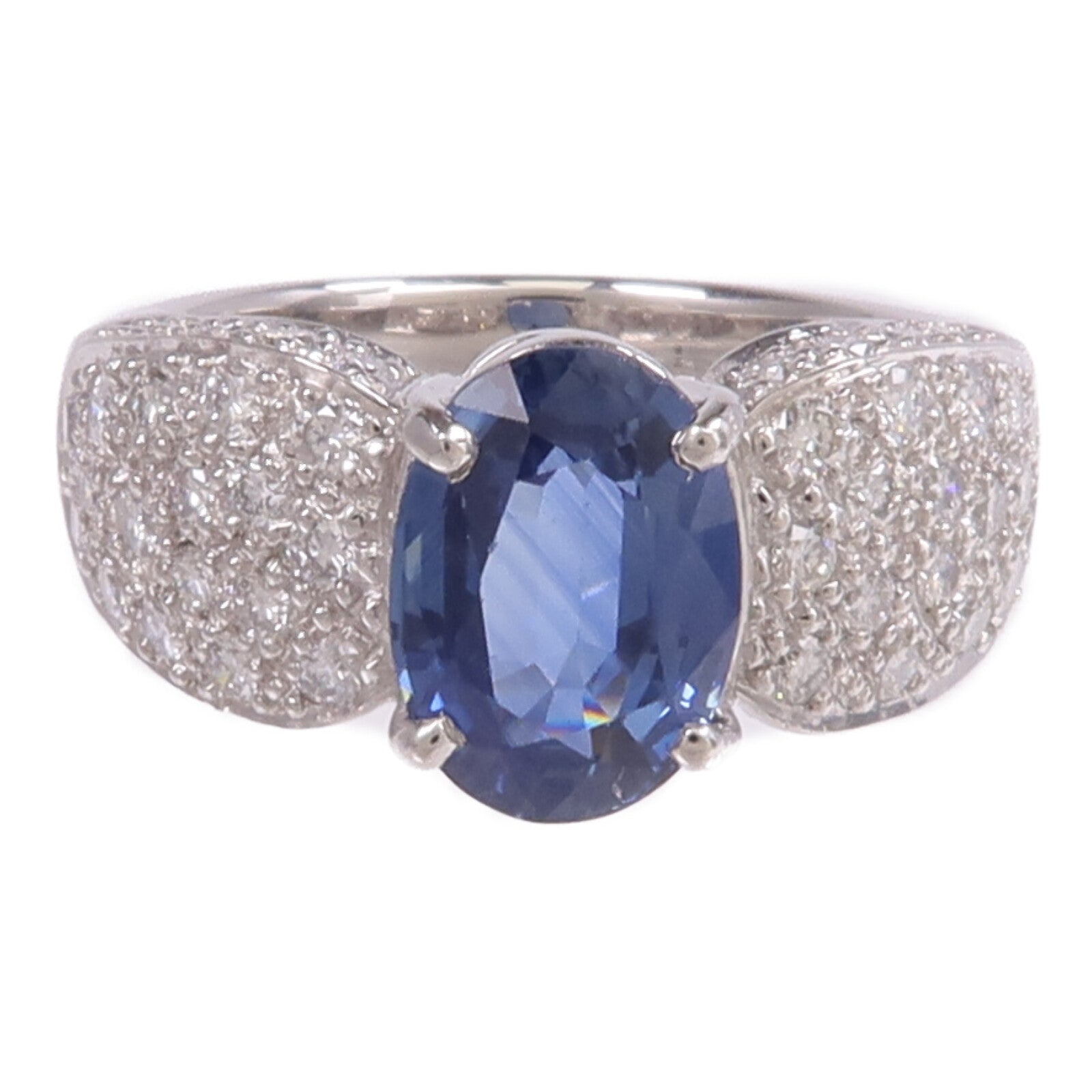 JEWELRY PT900鉑金Sapphire Diamond Ring藍寶石/鑽石戒指US#6.25