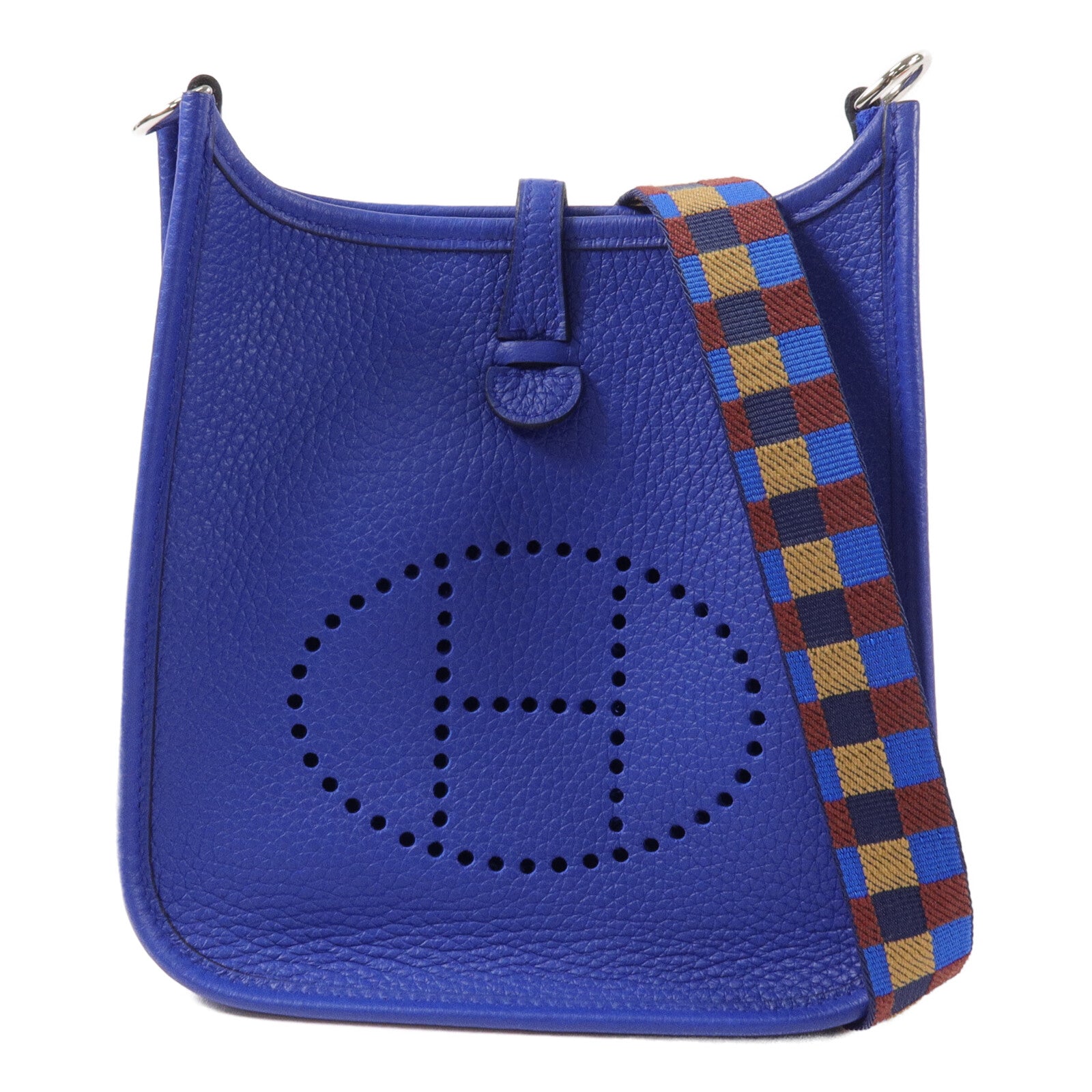 HERMES Clemence皮革Evelyne TPM肩背袋Bleu Electrique