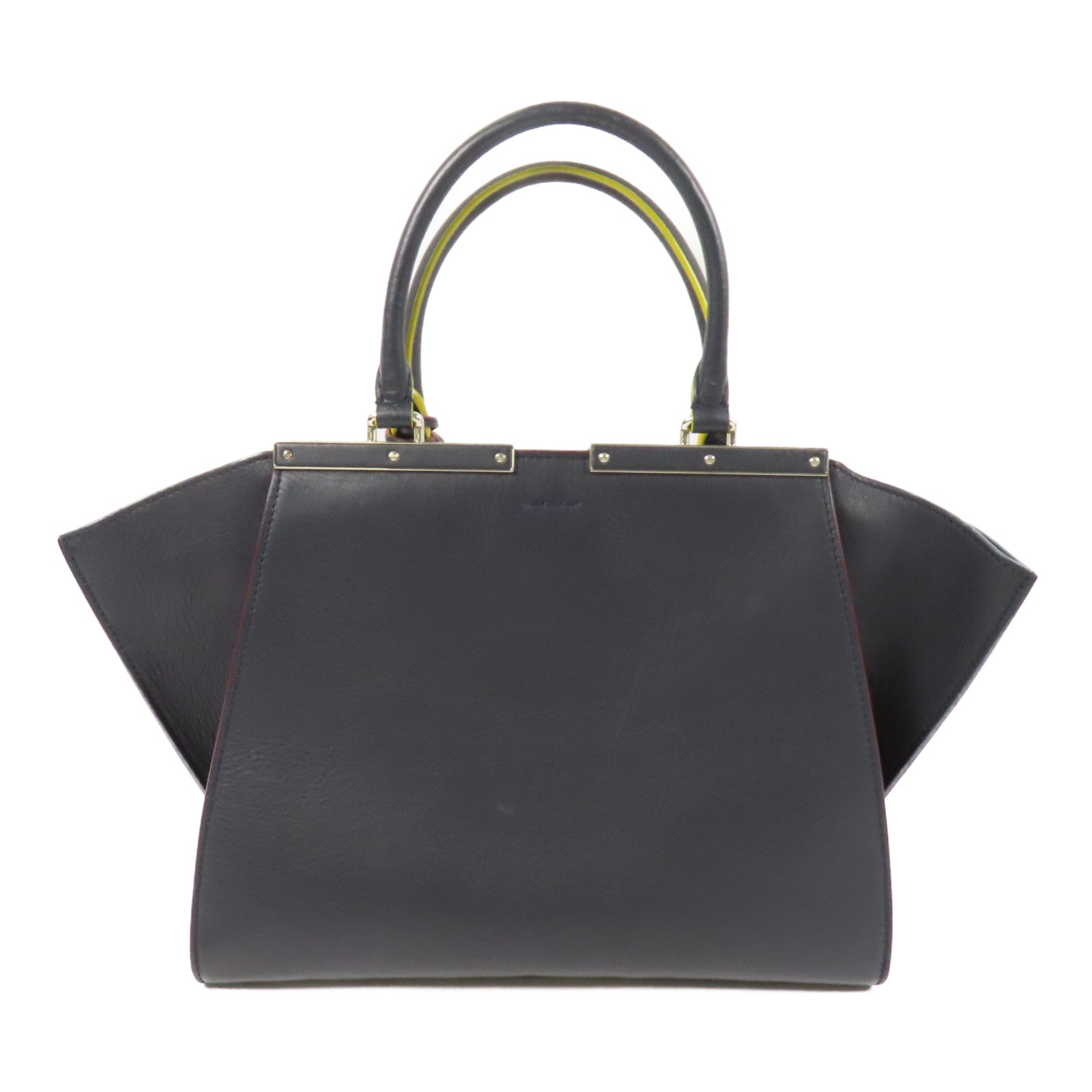 FENDI SHW 2 Way Shoulder Hand Bag Calfskin Leather Navy