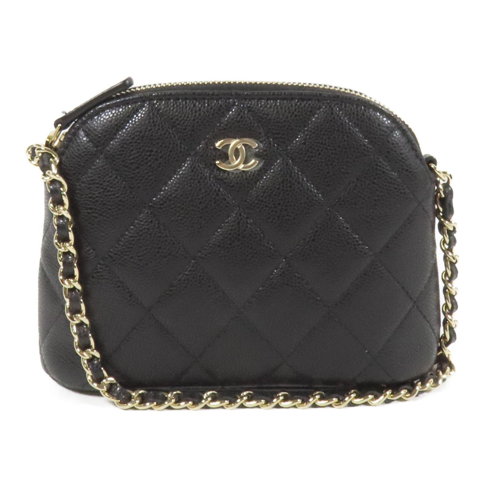 CHANEL 牛皮皮革Chain Shoulder金扣鏈帶肩背袋