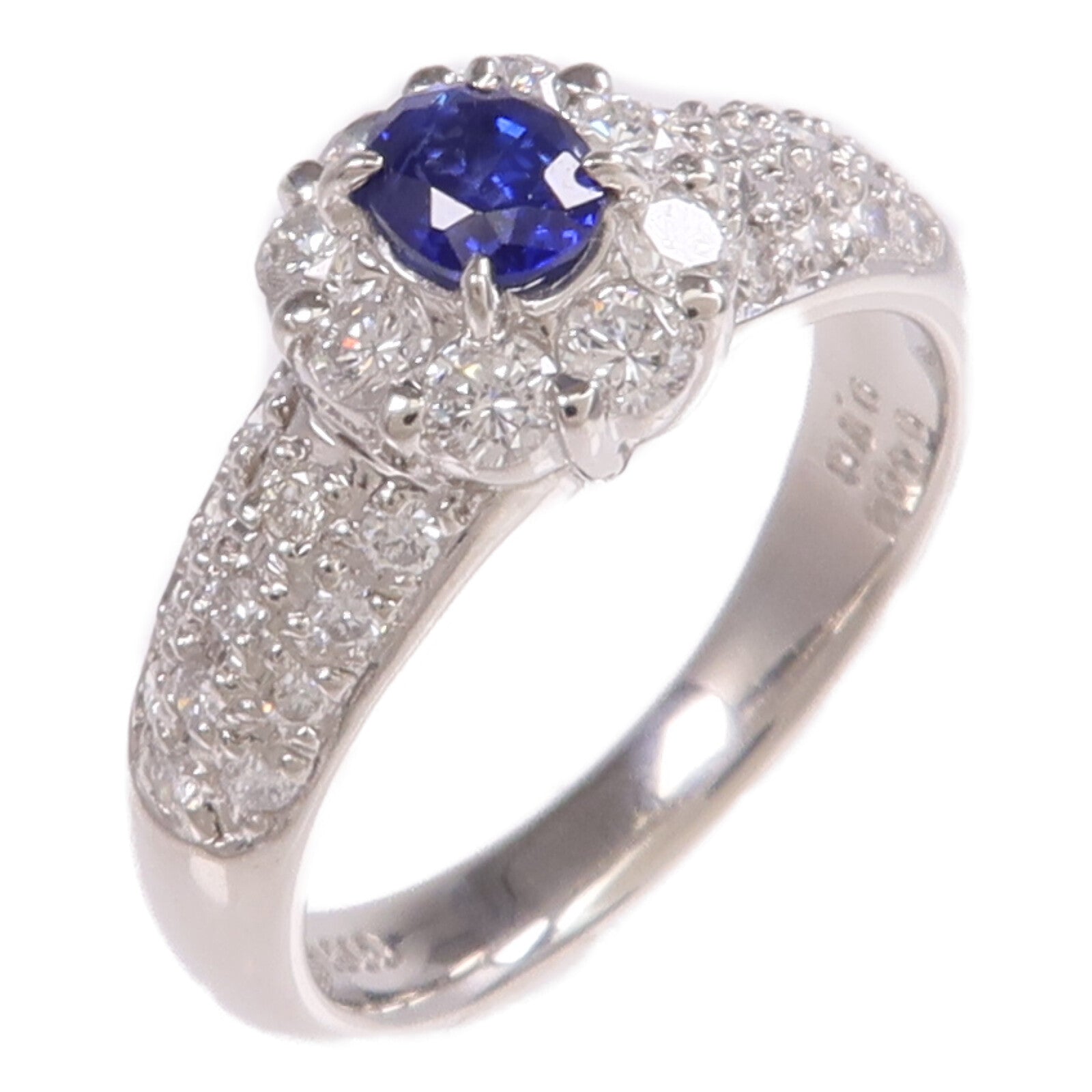 JEWELRY PT900鉑金Sapphire Diamond Ring藍寶石/鑽石戒指US#6.5