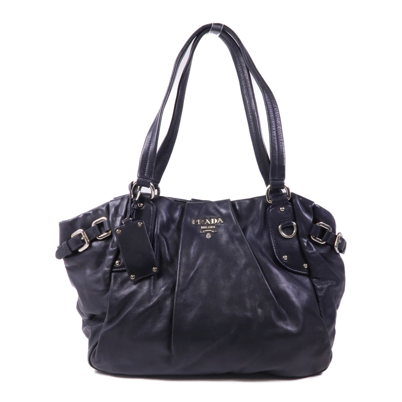 PRADA 牛皮皮革Shoulder Bag銀扣肩背袋