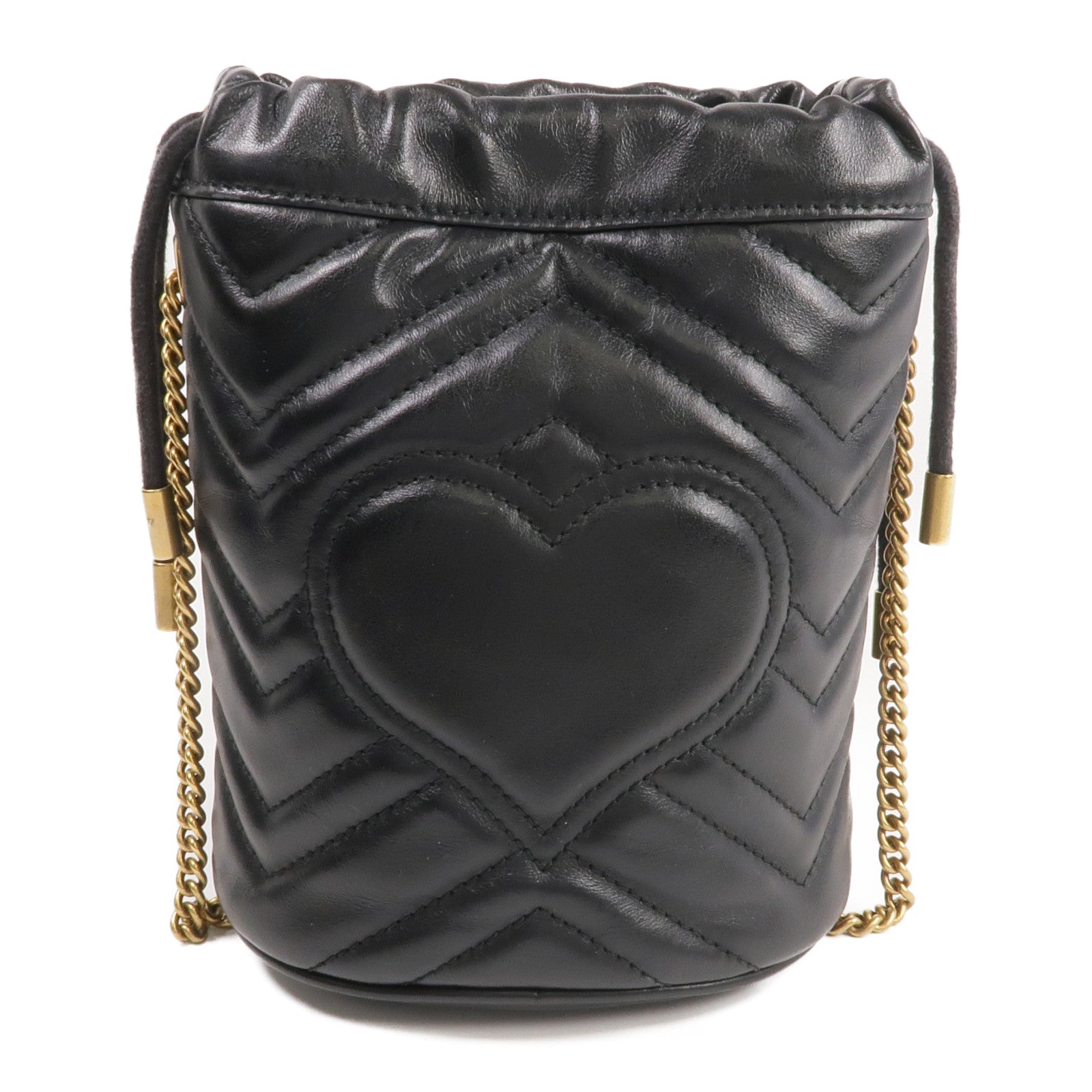 GUCCI 牛皮皮革GG Marmont Mini Bucket金扣鏈帶肩背袋