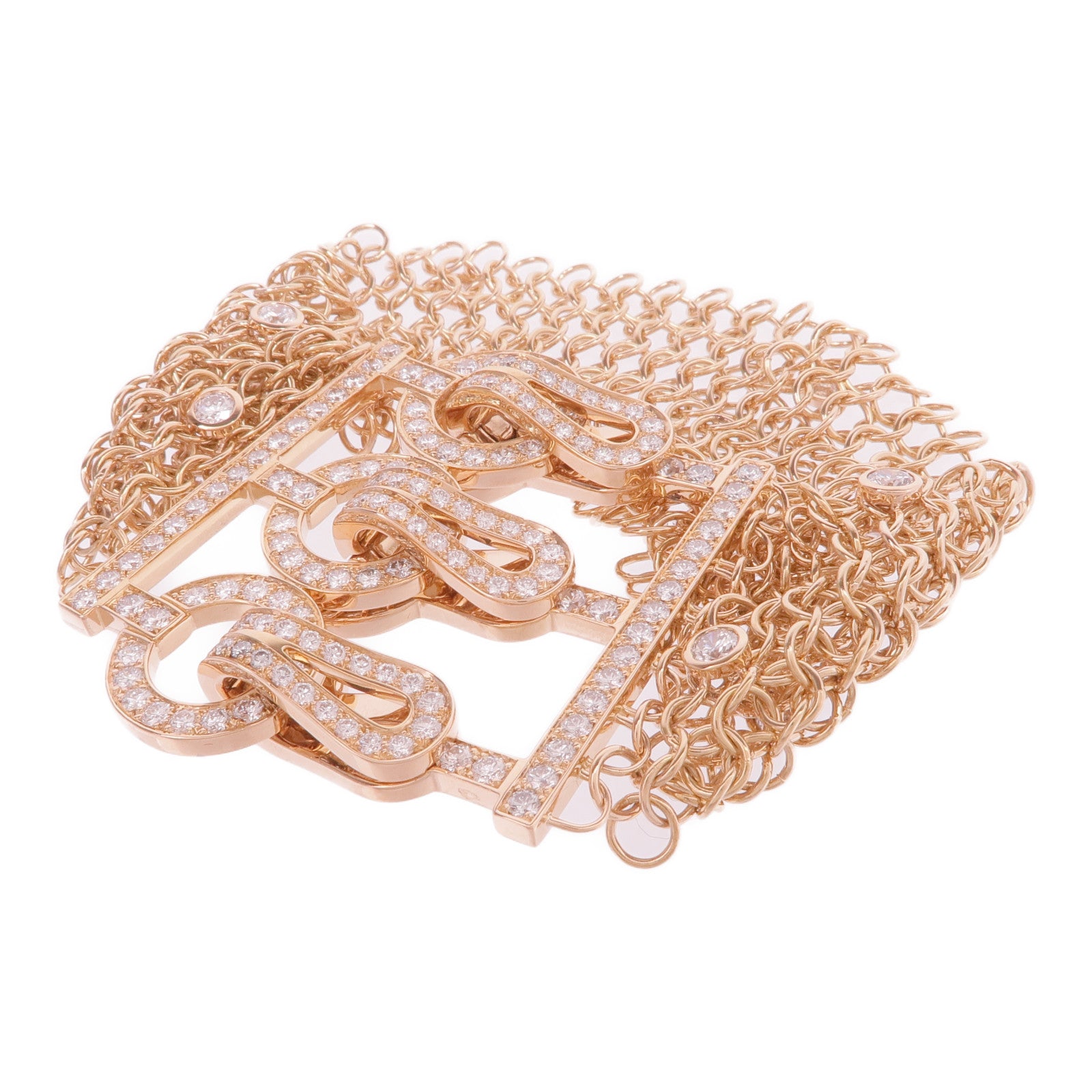 CARTIER 18K玫瑰金Agrafe BraceletDiamond Bracelet鑽石手鏈Cartier#16