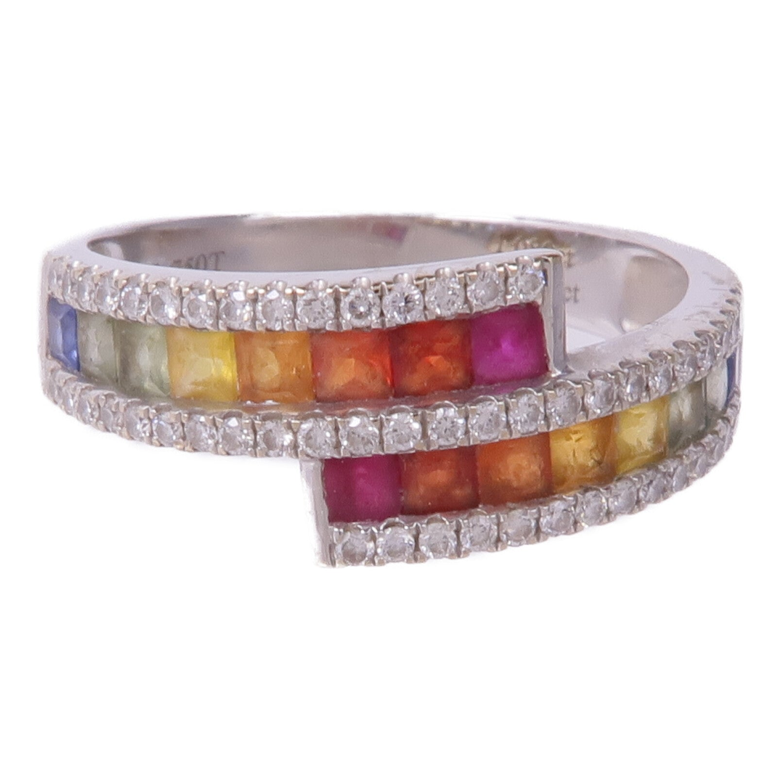 JEWELRY 18K白金Color Stone/Diamond Ring彩色寶石/鑽石戒指US#7.5