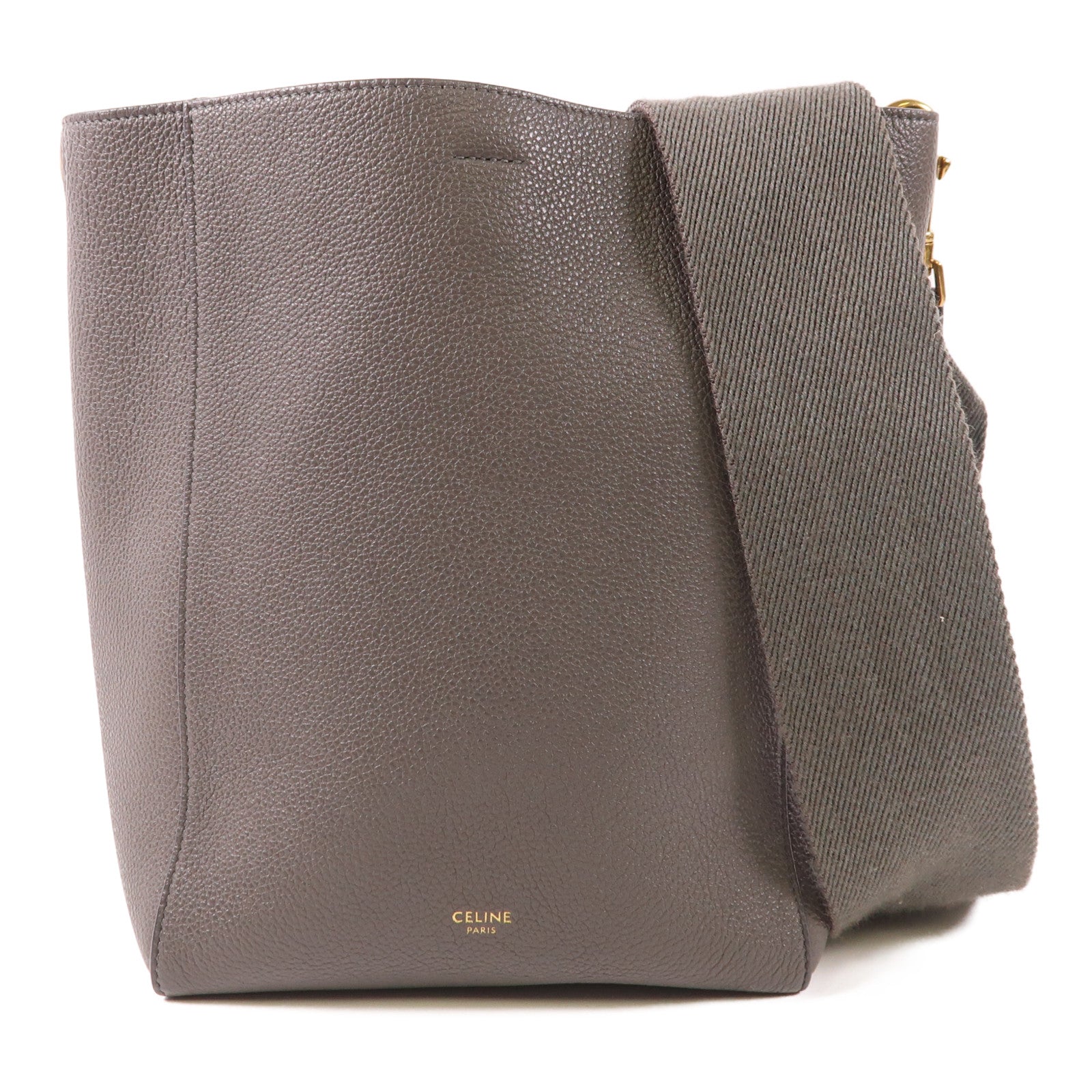 CELINE 牛皮皮革Sangle Bucket Bag金扣肩背袋