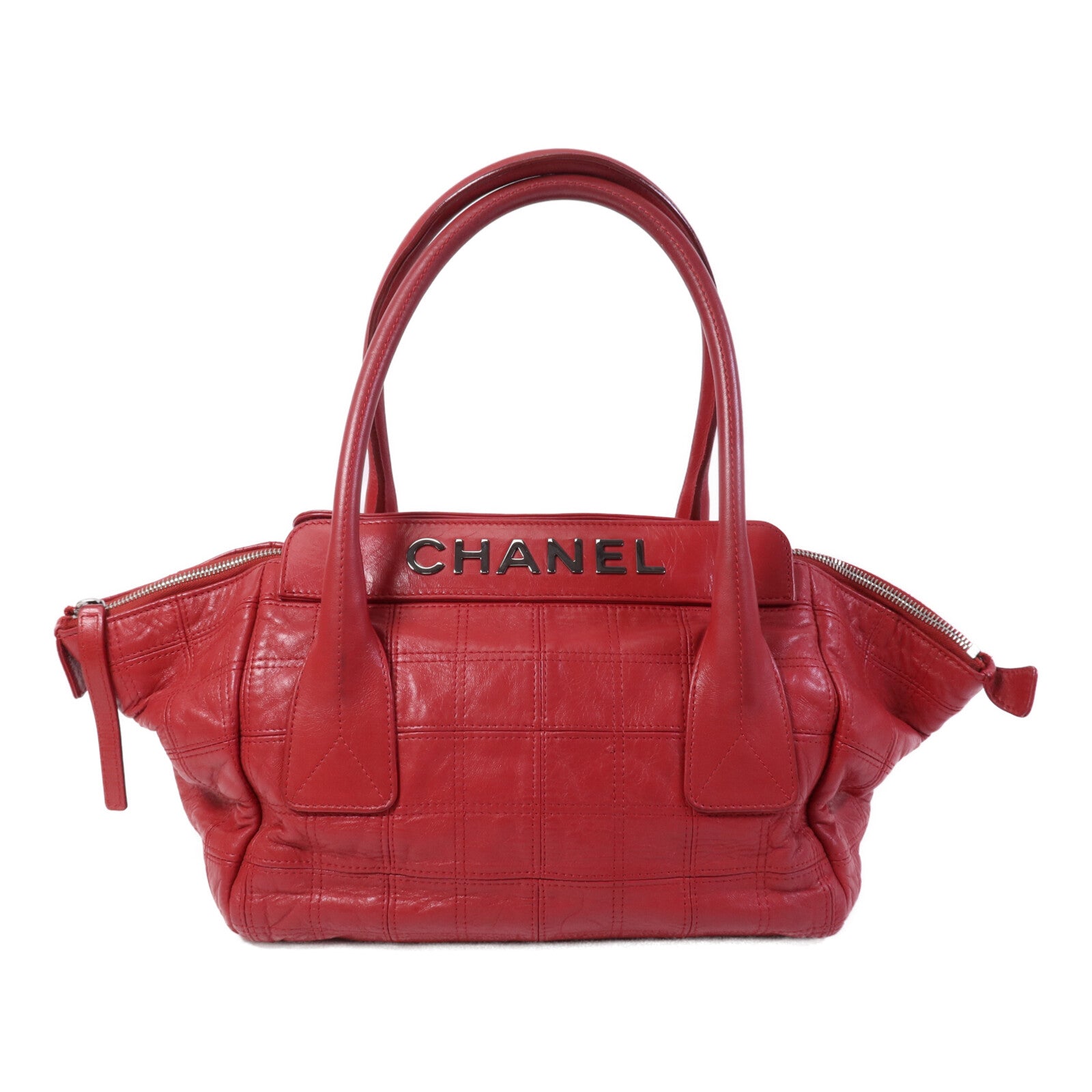 CHANEL 羊皮皮革Hand Bag銀扣肩背袋