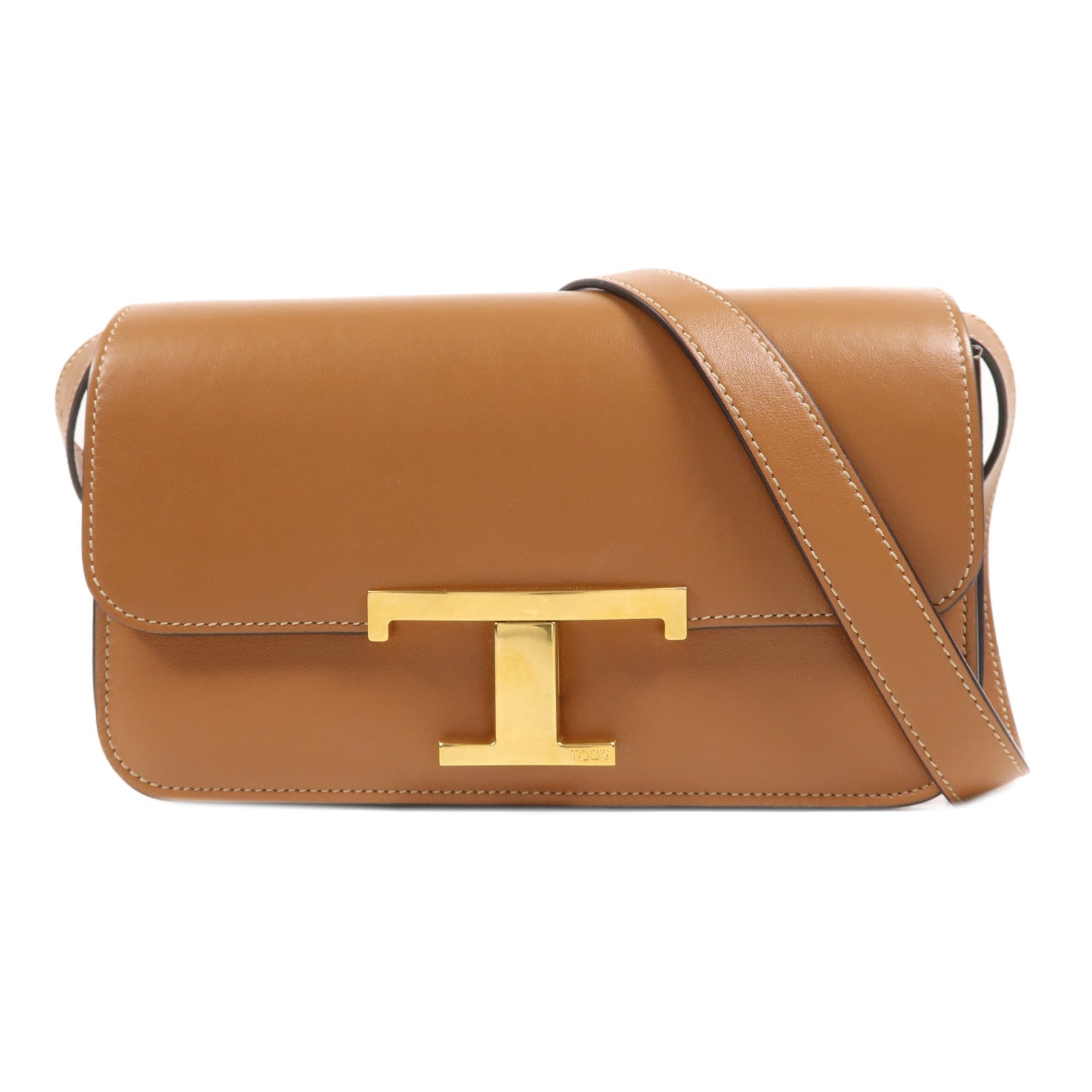 TOD'S 牛皮皮革T Timeless Mini金扣肩背袋