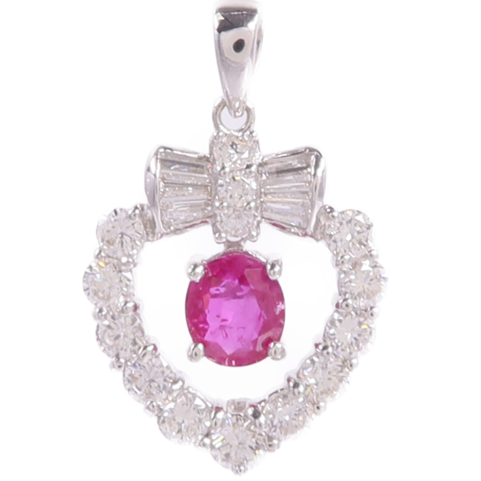 JEWELRY 18K白金Ruby Diamond Pendant Top紅寶石/鑽石吊墜