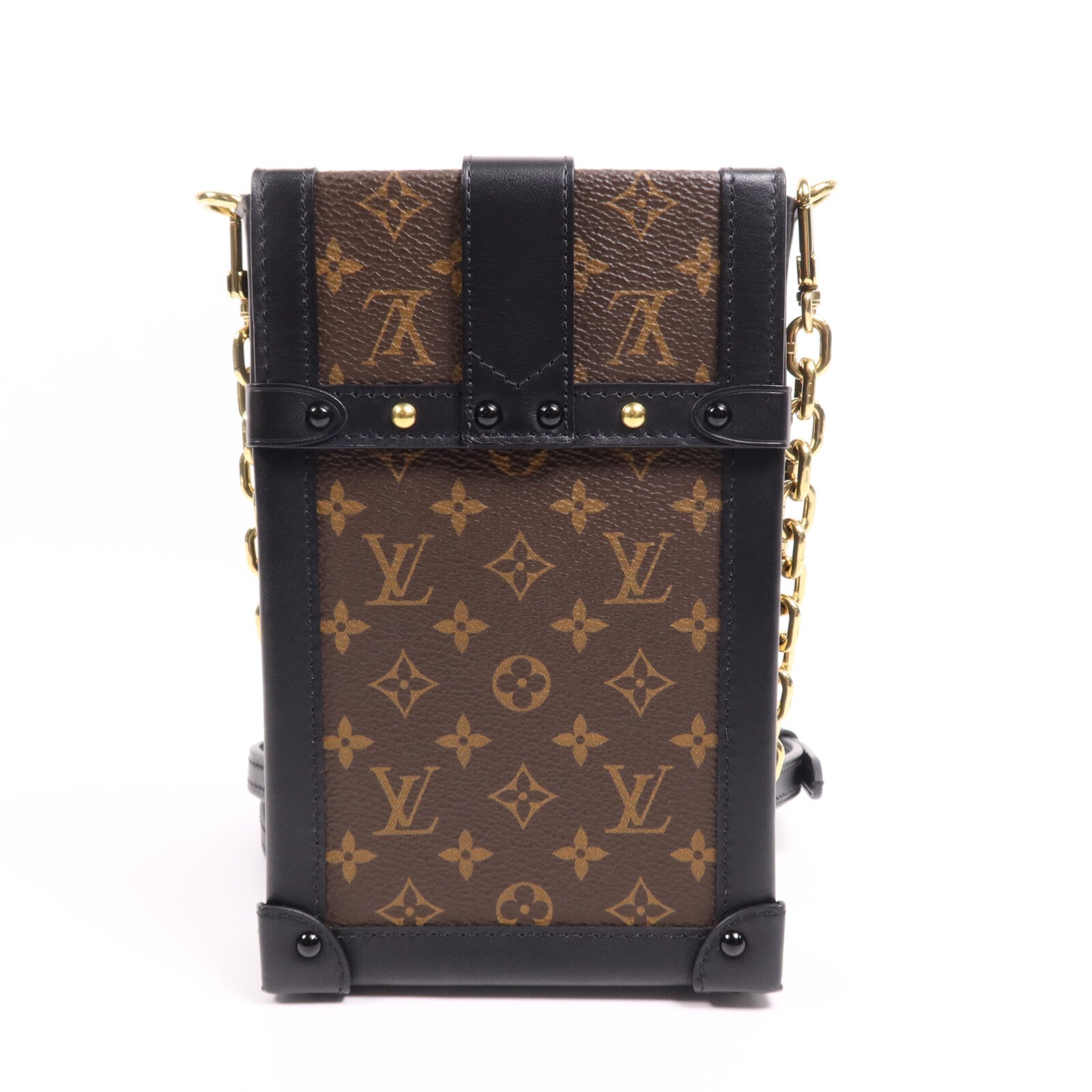 LOUIS VUITTON Monogram Pochette Trunk Vertical金扣鏈帶肩背袋