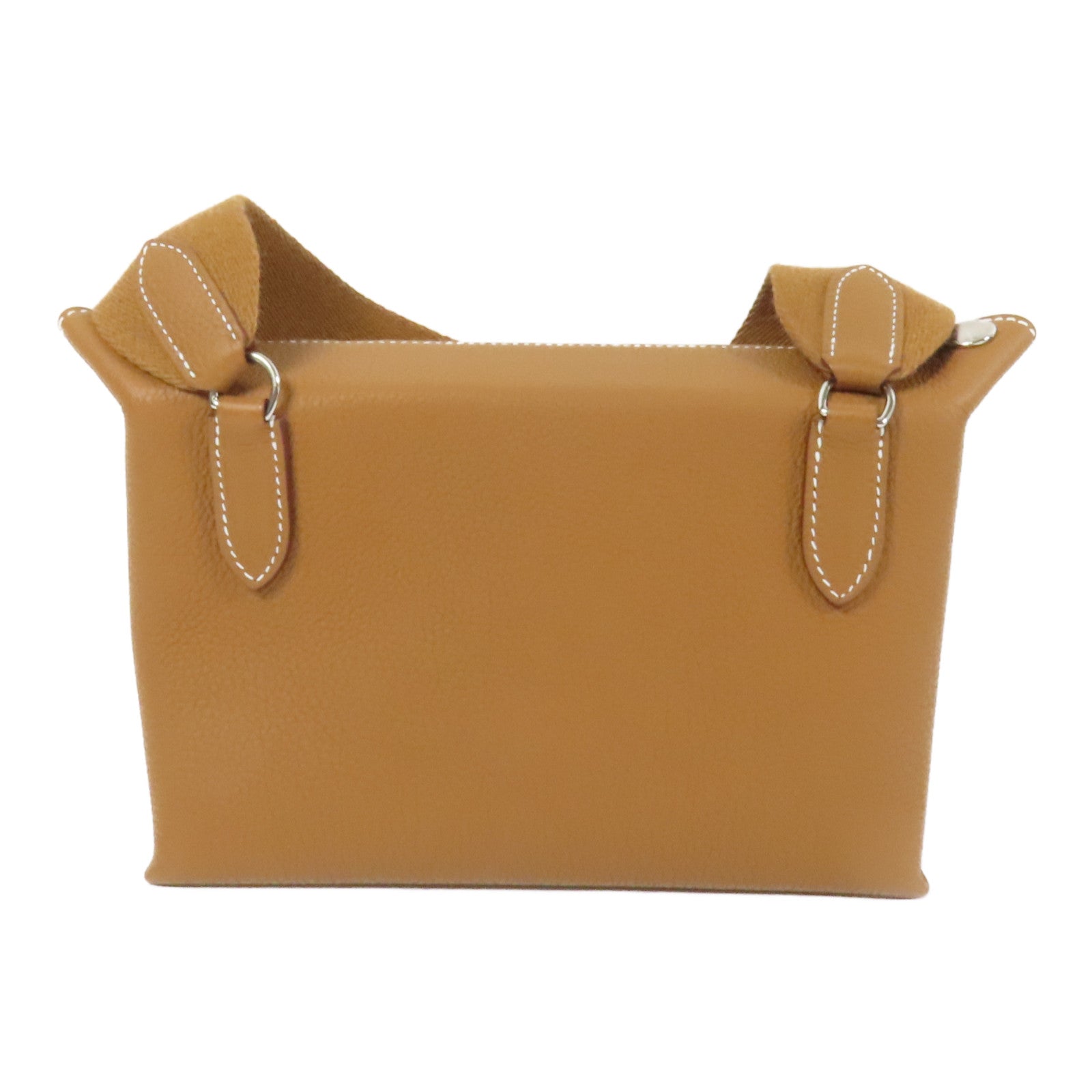 HERMES Togo皮革Videpoches銀扣肩背袋Gold