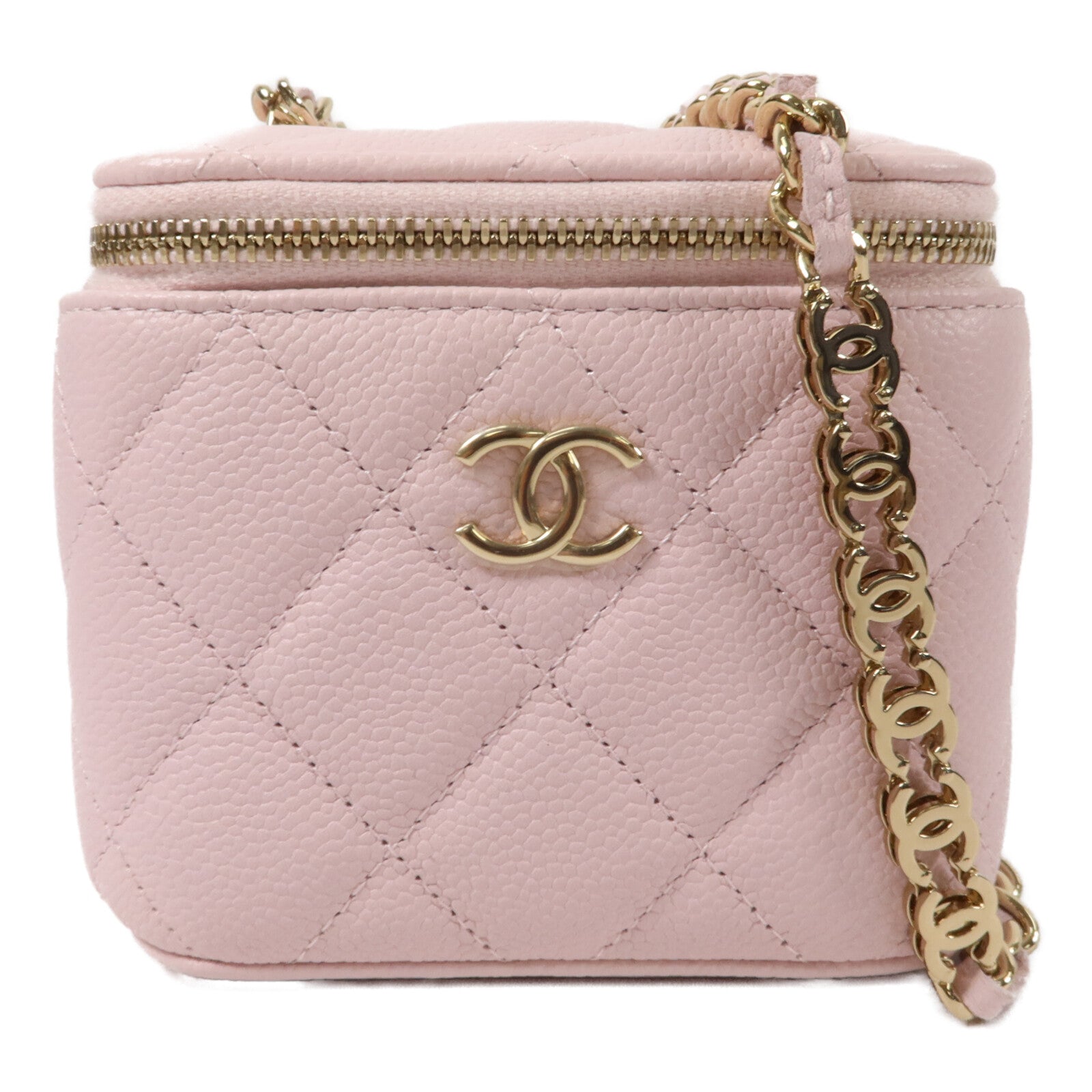 CHANEL Grained Calfskin Mini Vanity Shoulder鏈帶肩背袋