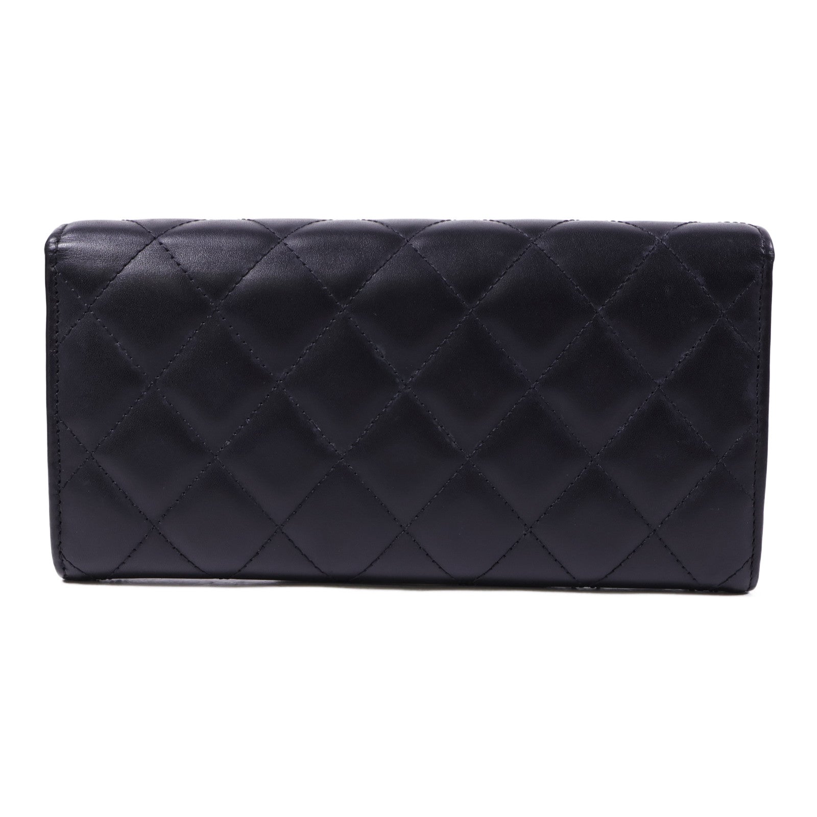 CHANEL 牛皮皮革Cambon Long Wallet銀扣長錢包