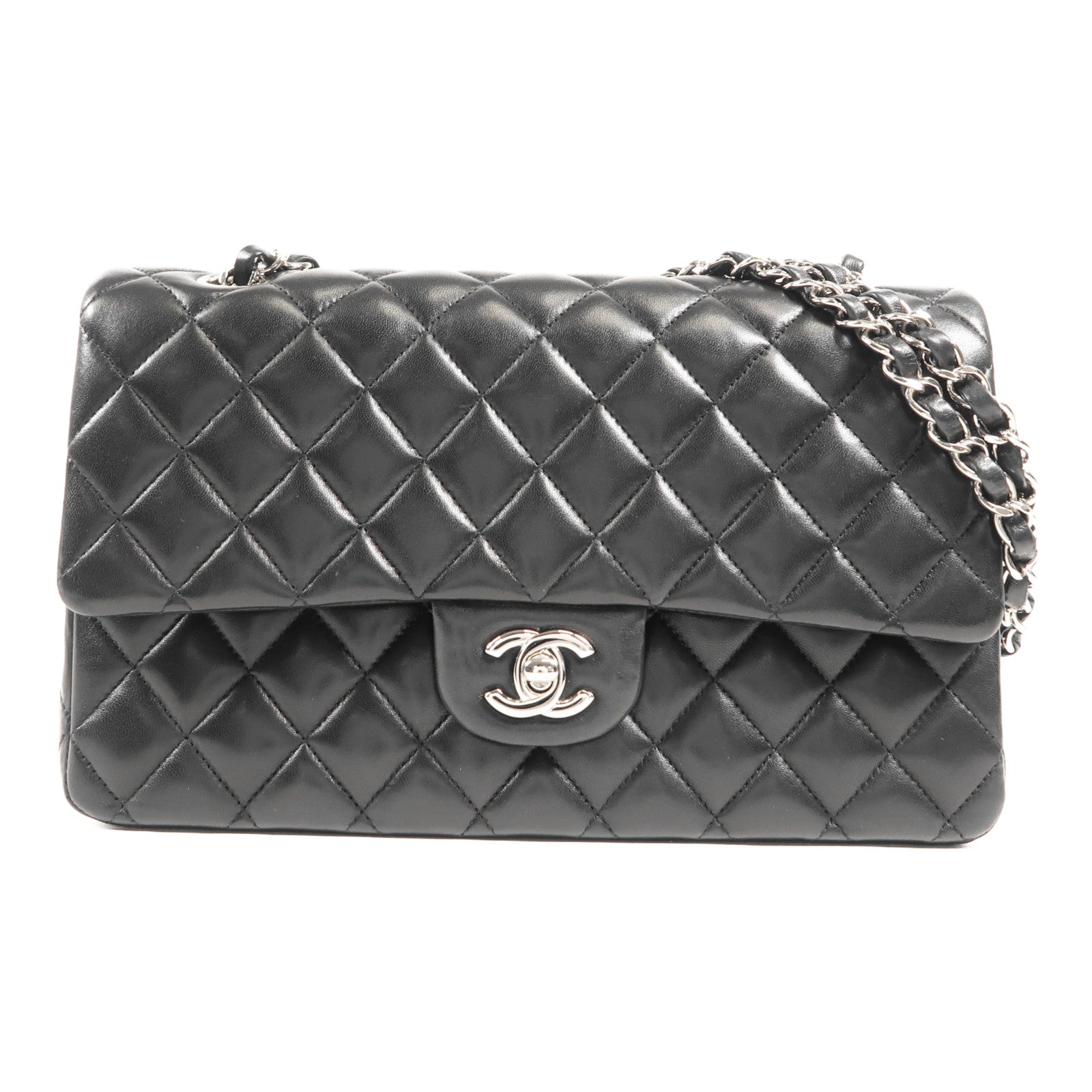 CHANEL 羊皮皮革Classic 25銀扣鏈帶肩背袋