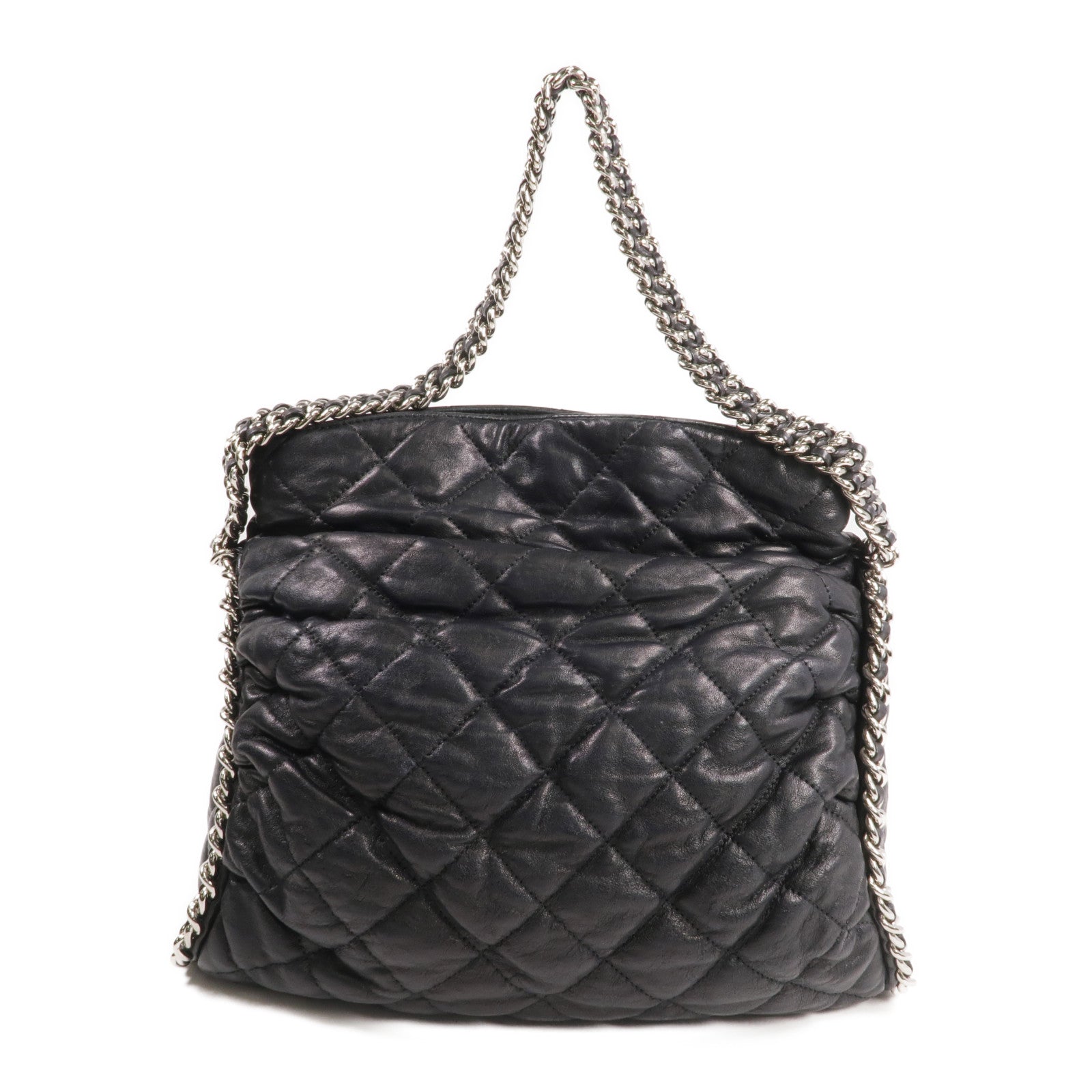 CHANEL 牛皮皮革Shoulder Bag銀扣鏈帶肩背袋