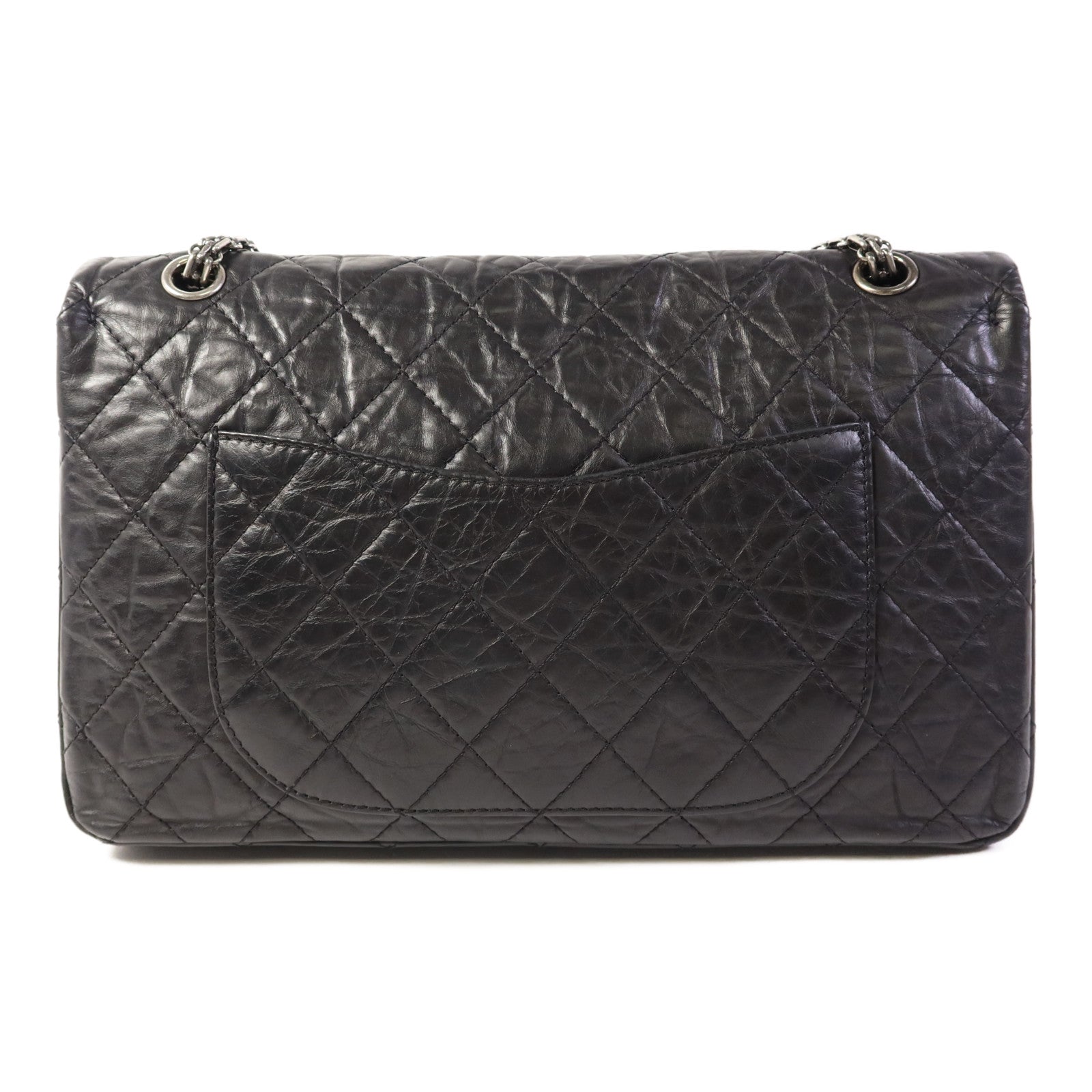 CHANEL 牛皮皮革2.55 Jumbo銀扣鏈帶肩背袋