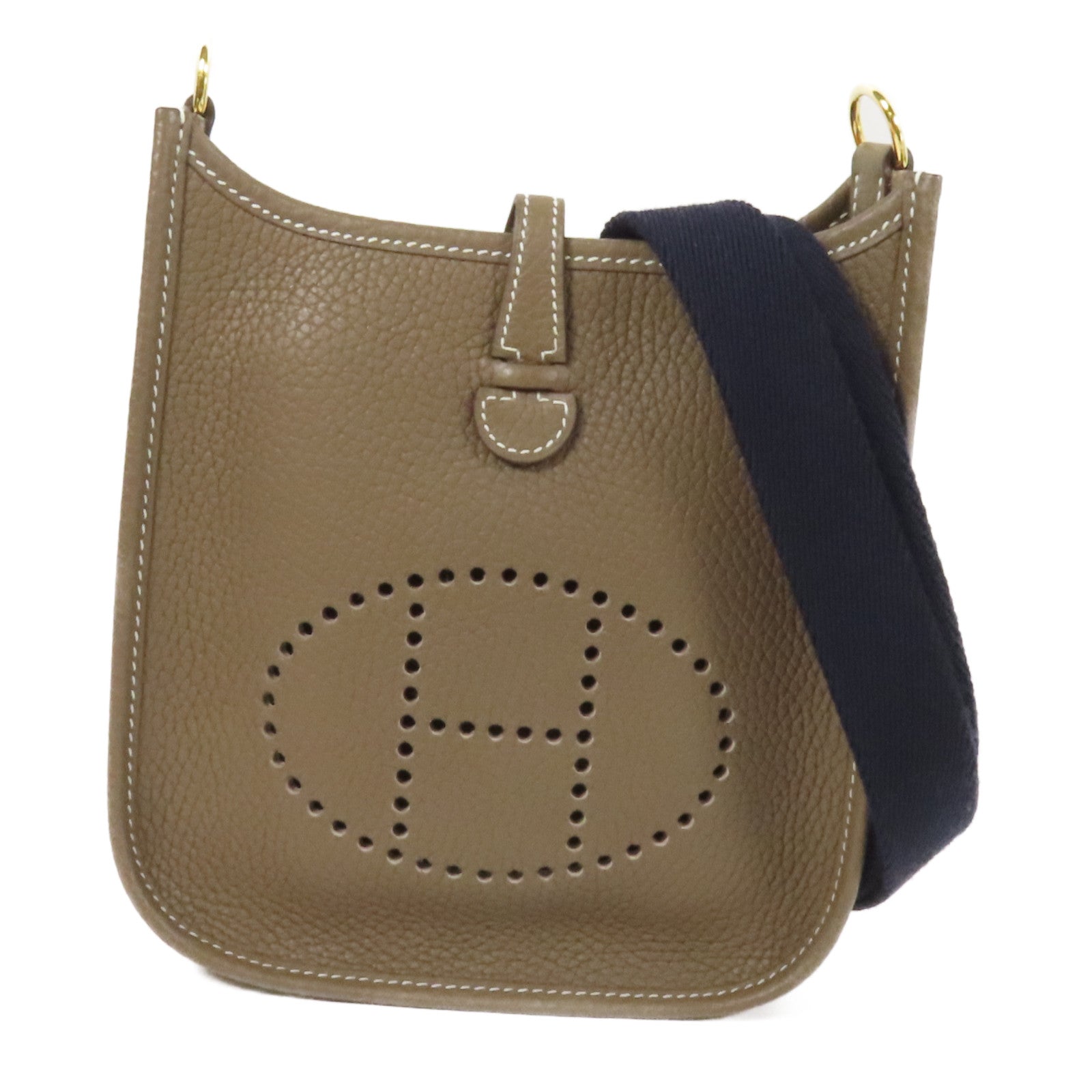 HERMES Clemence皮革Evelyne TPM金扣肩背袋Etoupe