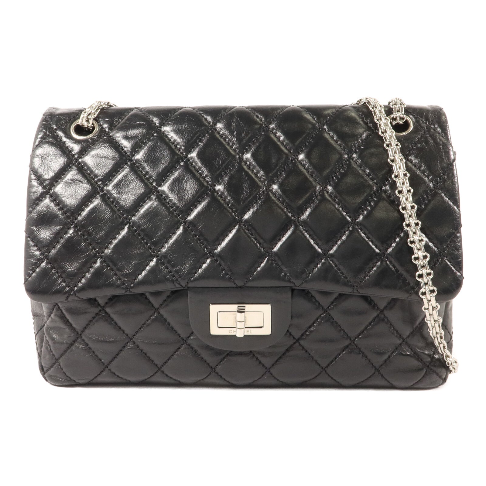 CHANEL 牛皮皮革2.55鏈帶肩背袋
