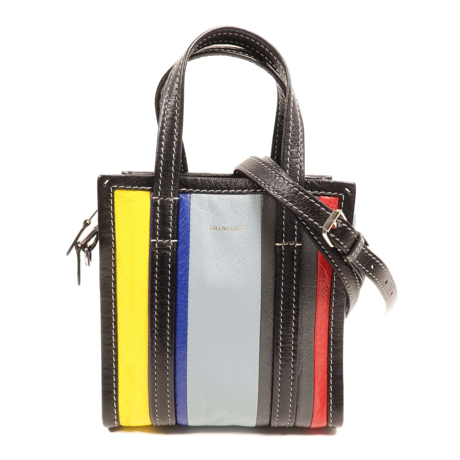 BALENCIAGA 牛皮皮革Shopper XXS銀扣手挽肩背兩用袋