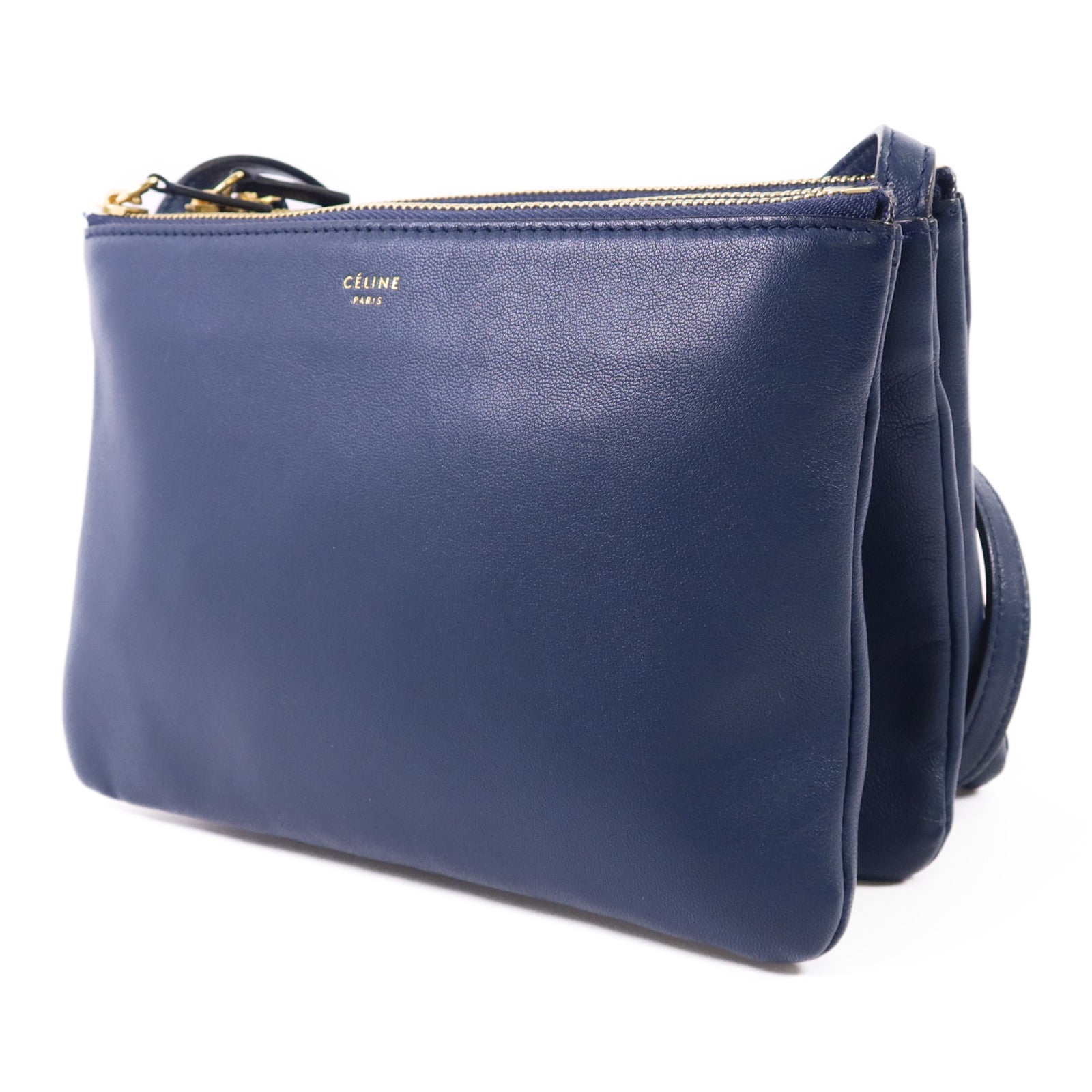 CELINE 羊皮皮革Trio Bag金扣肩背袋