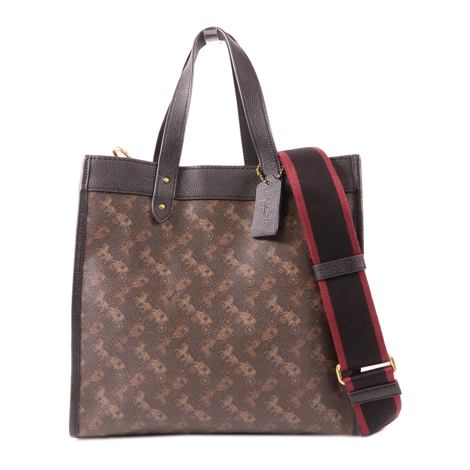 COACH 塗層帆布/皮革2 Way Shoulder金扣手挽肩背兩用袋