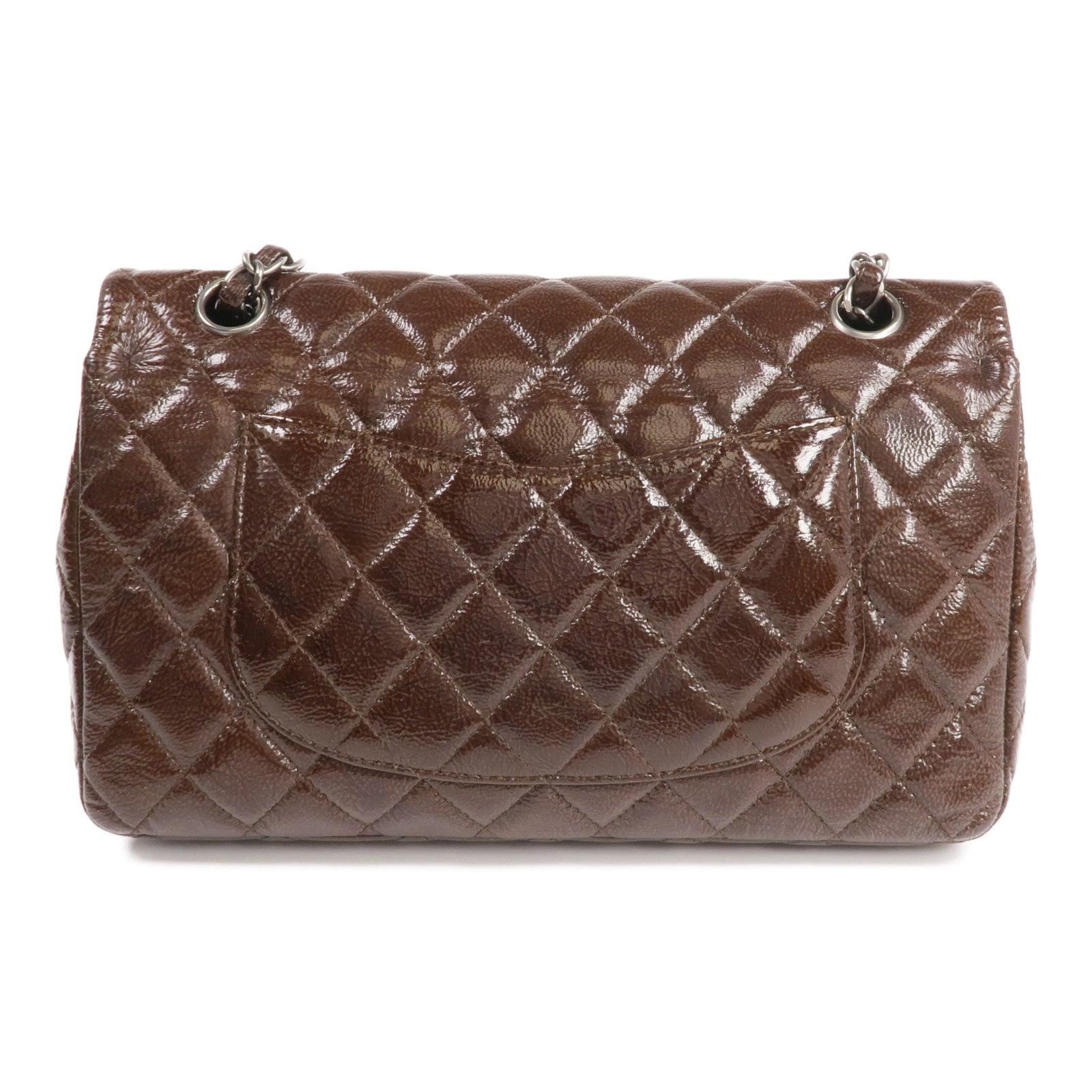 CHANEL 漆皮皮革Classic 25銀扣鏈帶肩背袋