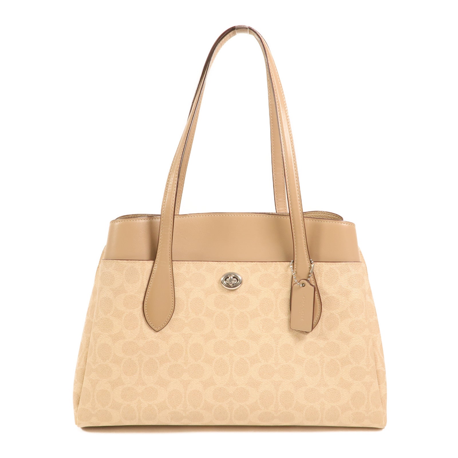 COACH 塗層帆布Lora Carryall銀扣肩背袋