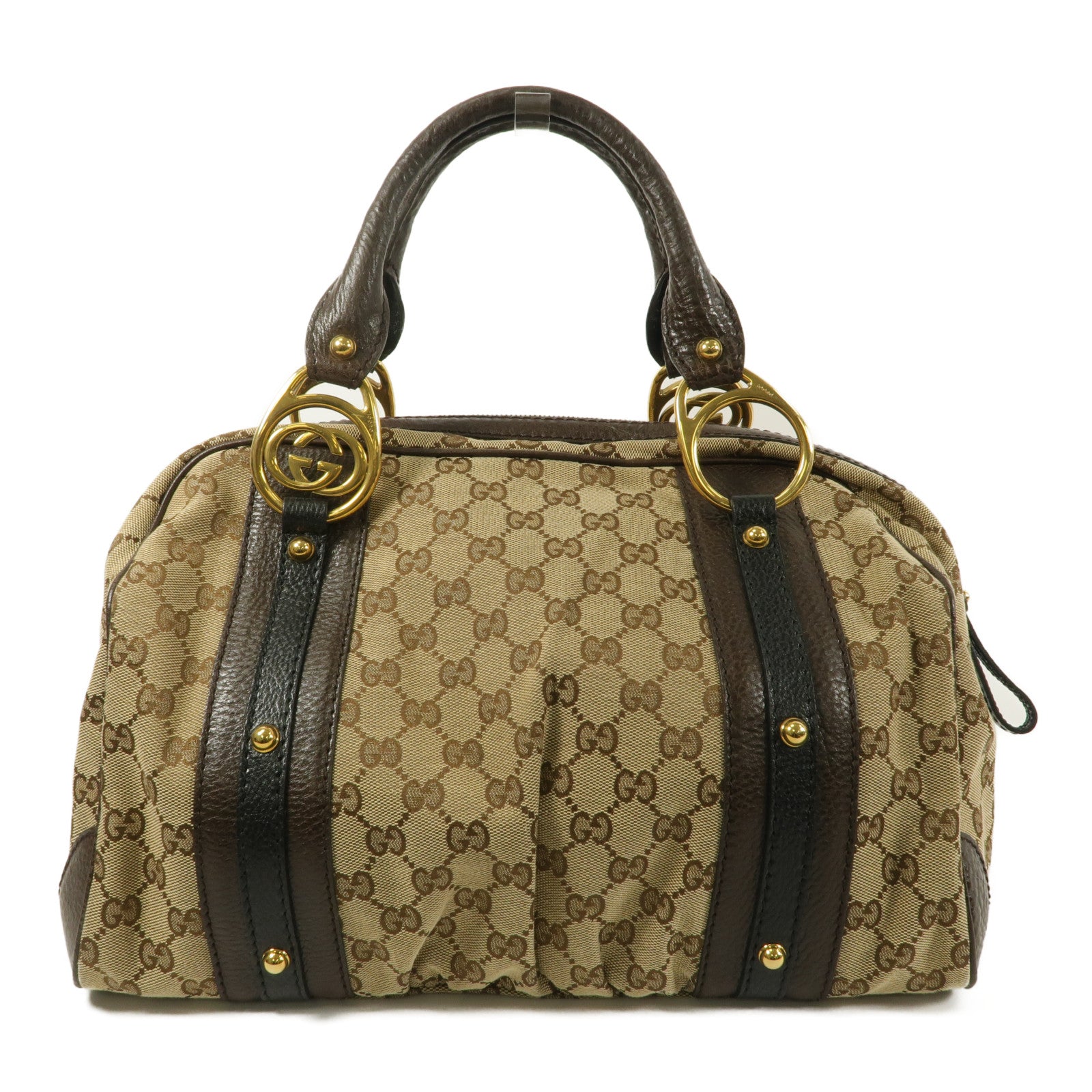 GUCCI 帆布/牛皮皮革Interlocking Boston手挽袋