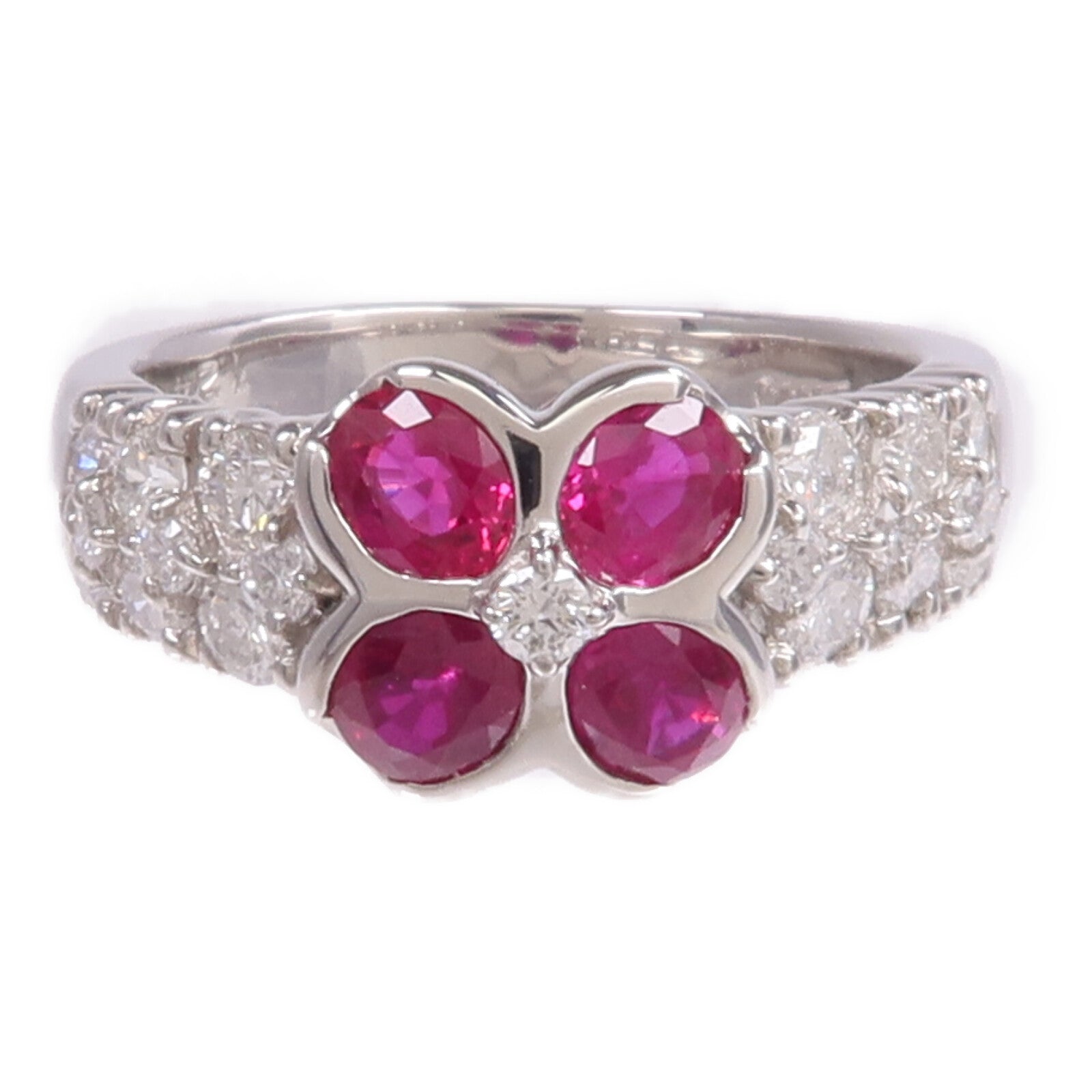 JEWELRY PT900鉑金Ruby Diamond Ring紅寶石/鑽石戒指US#6.5