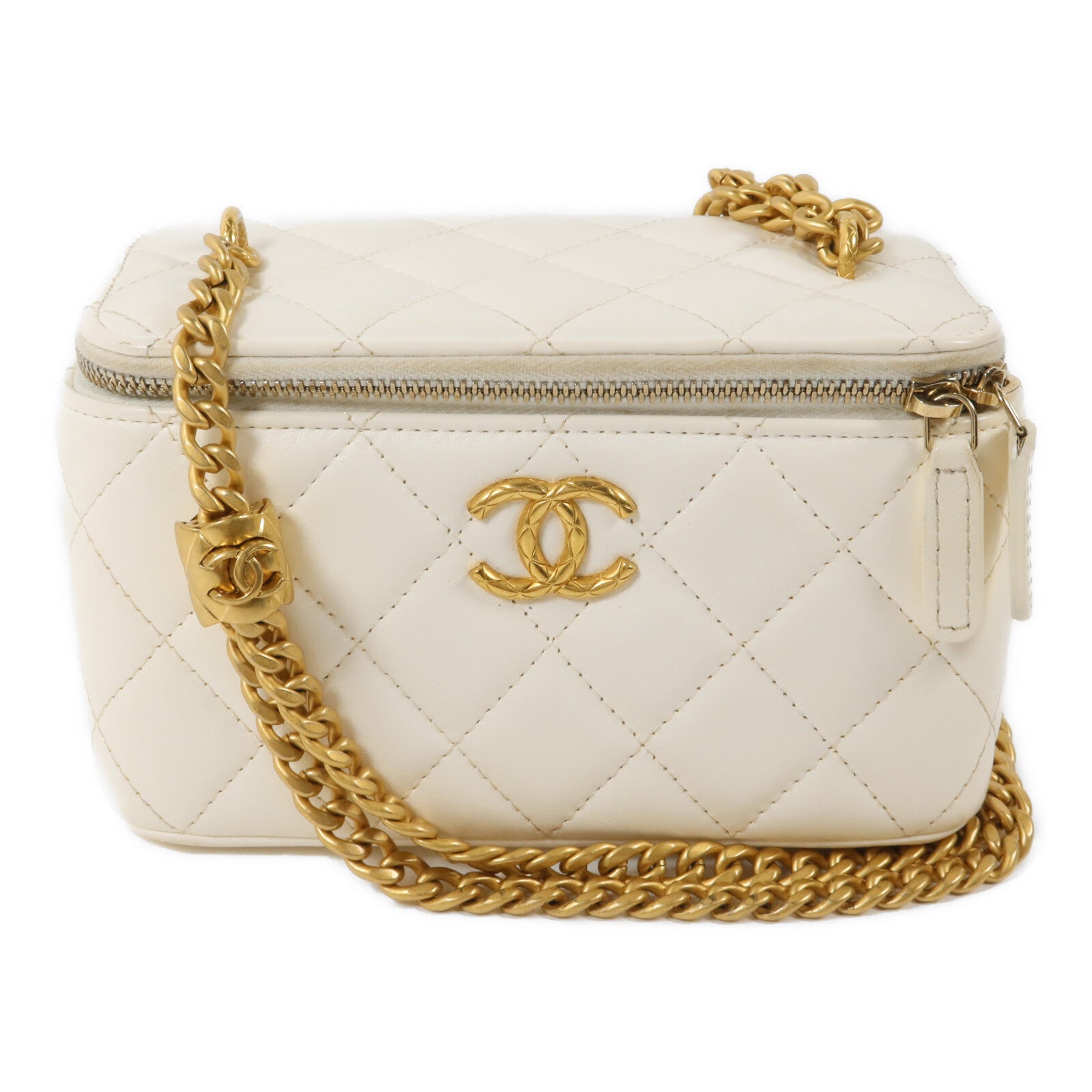 CHANEL 羊皮皮革Vanity Case鏈帶肩背袋