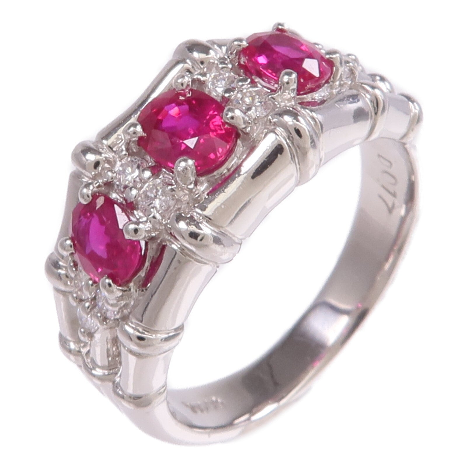 JEWELRY PT900鉑金Ruby Diamond Ring紅寶石/鑽石戒指US#6.25