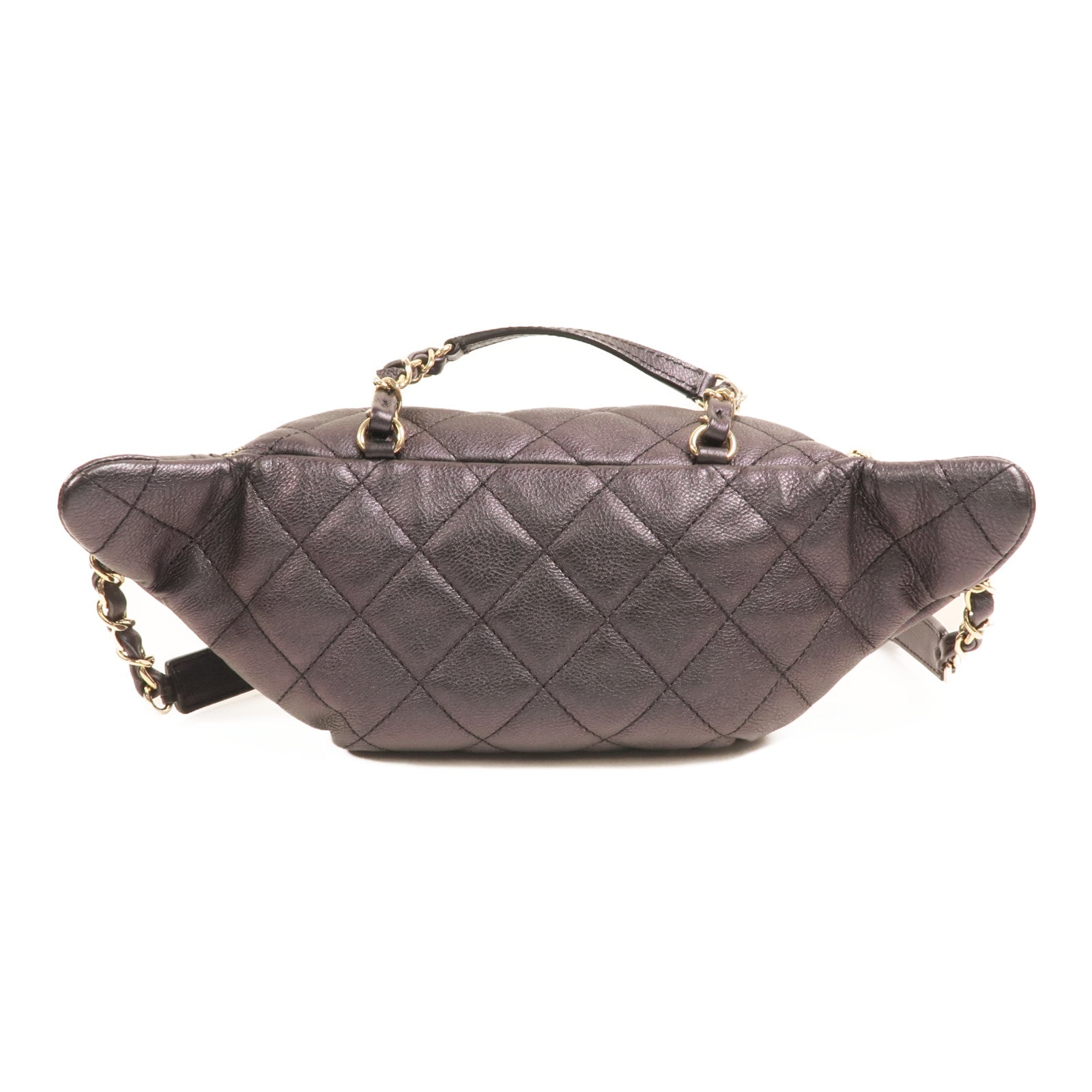 CHANEL 牛皮皮革Waist Bag金扣鏈帶腰包